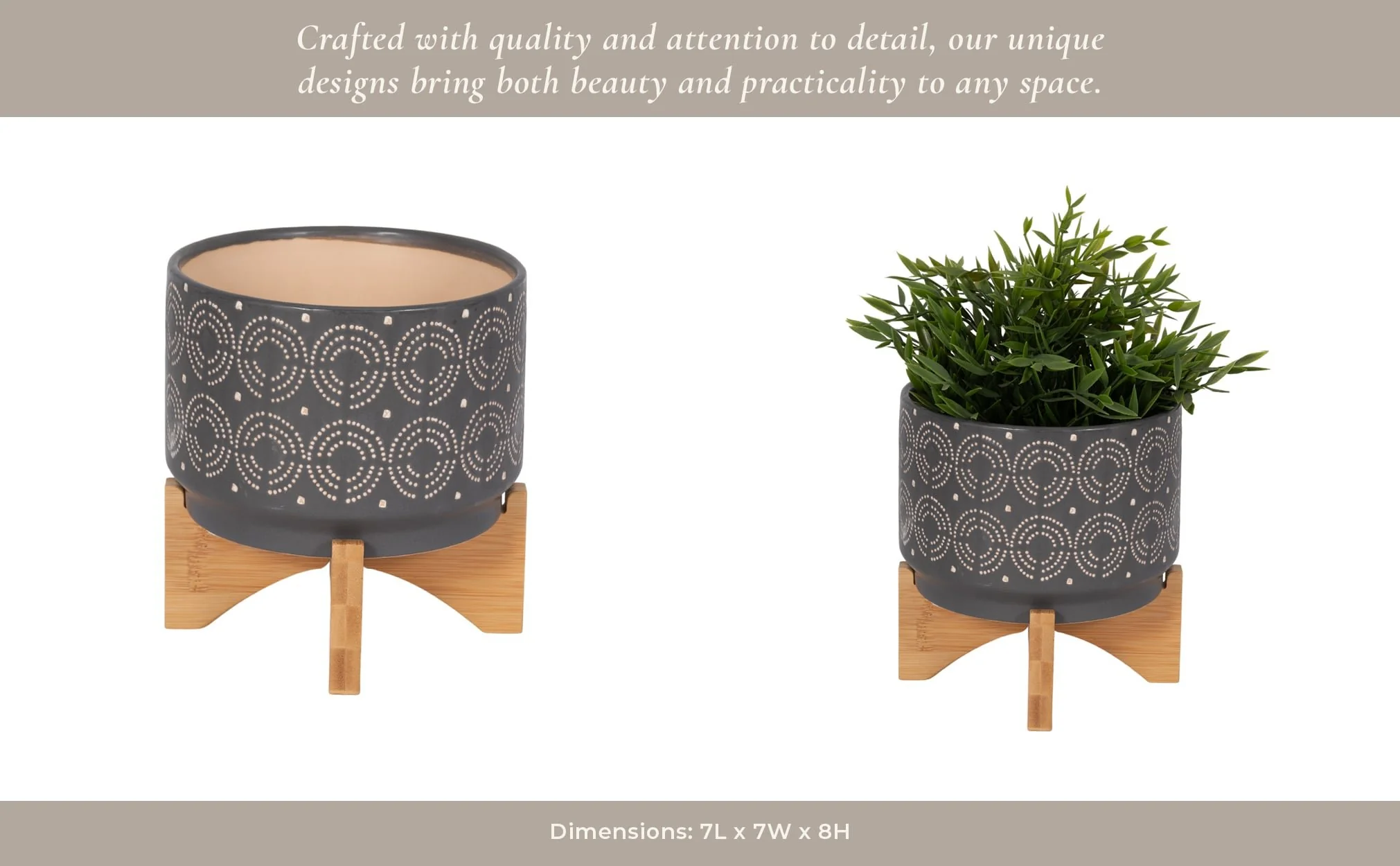 Cer, 7" Swirl Planter On Stand, Gray - Image 13