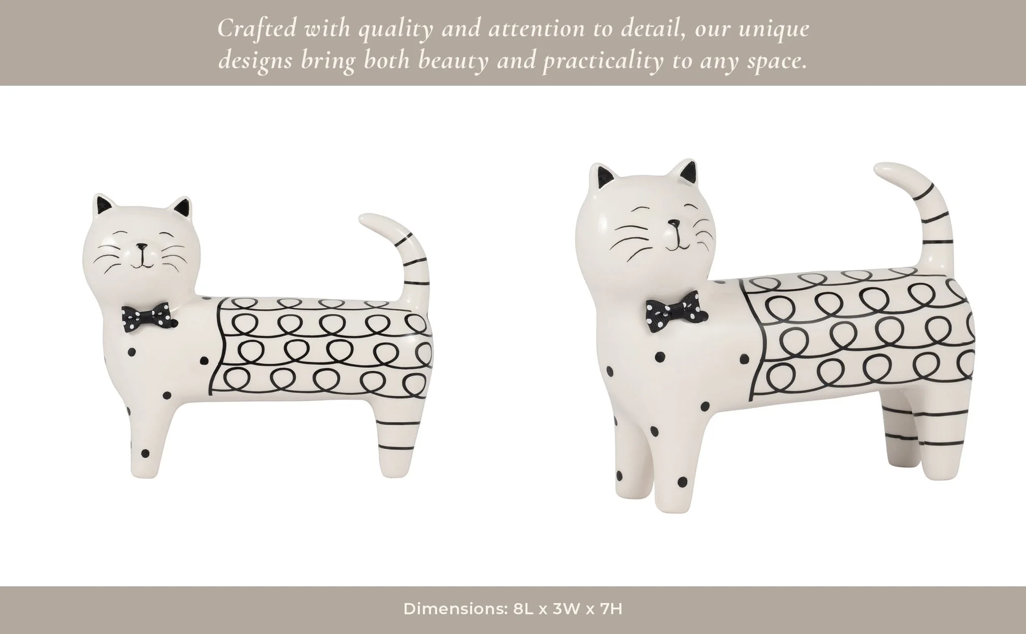 Cer, 7" Swirls Cat, White - Image 14