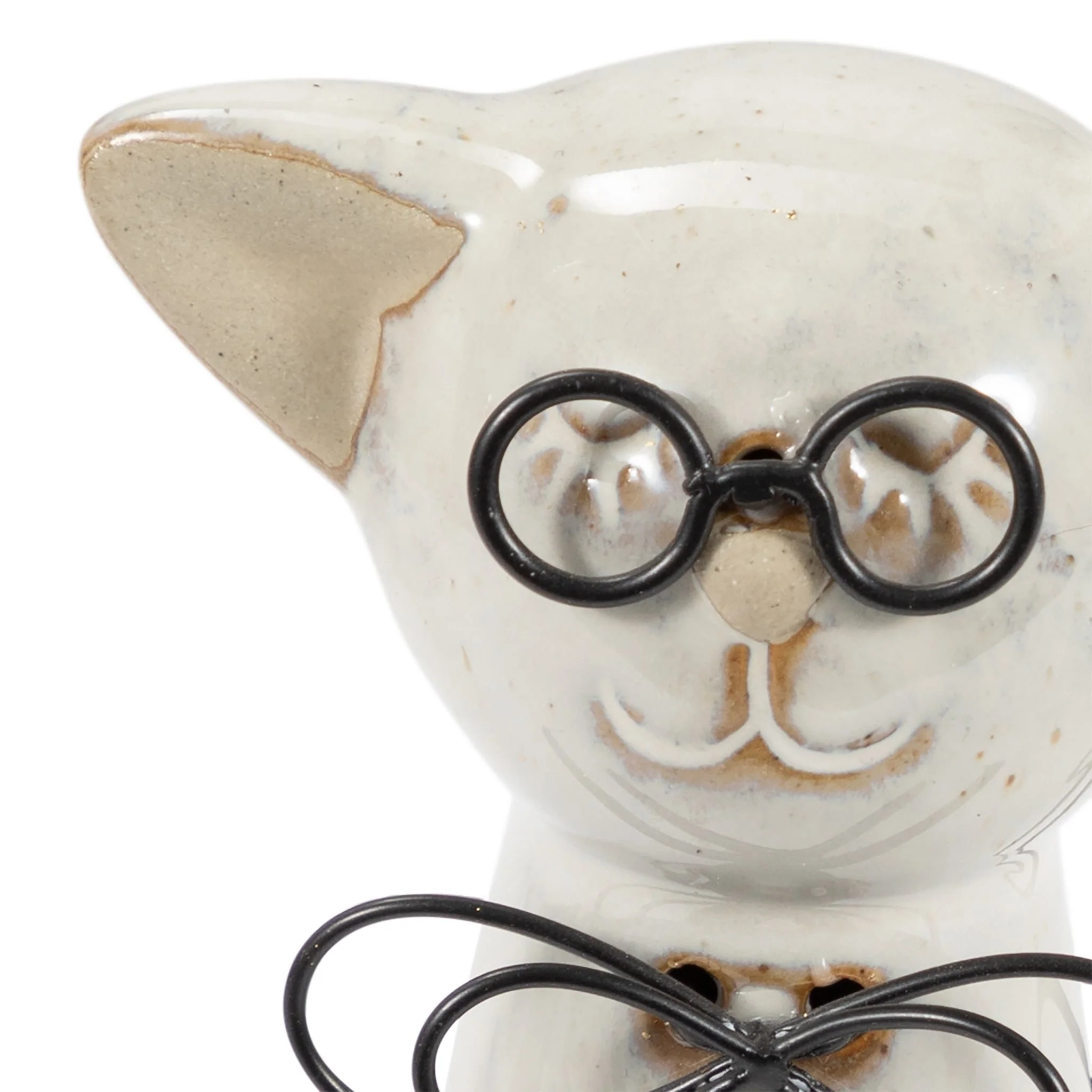 Cer, 7"h Cat W/ Glasses, Beige - Image 5