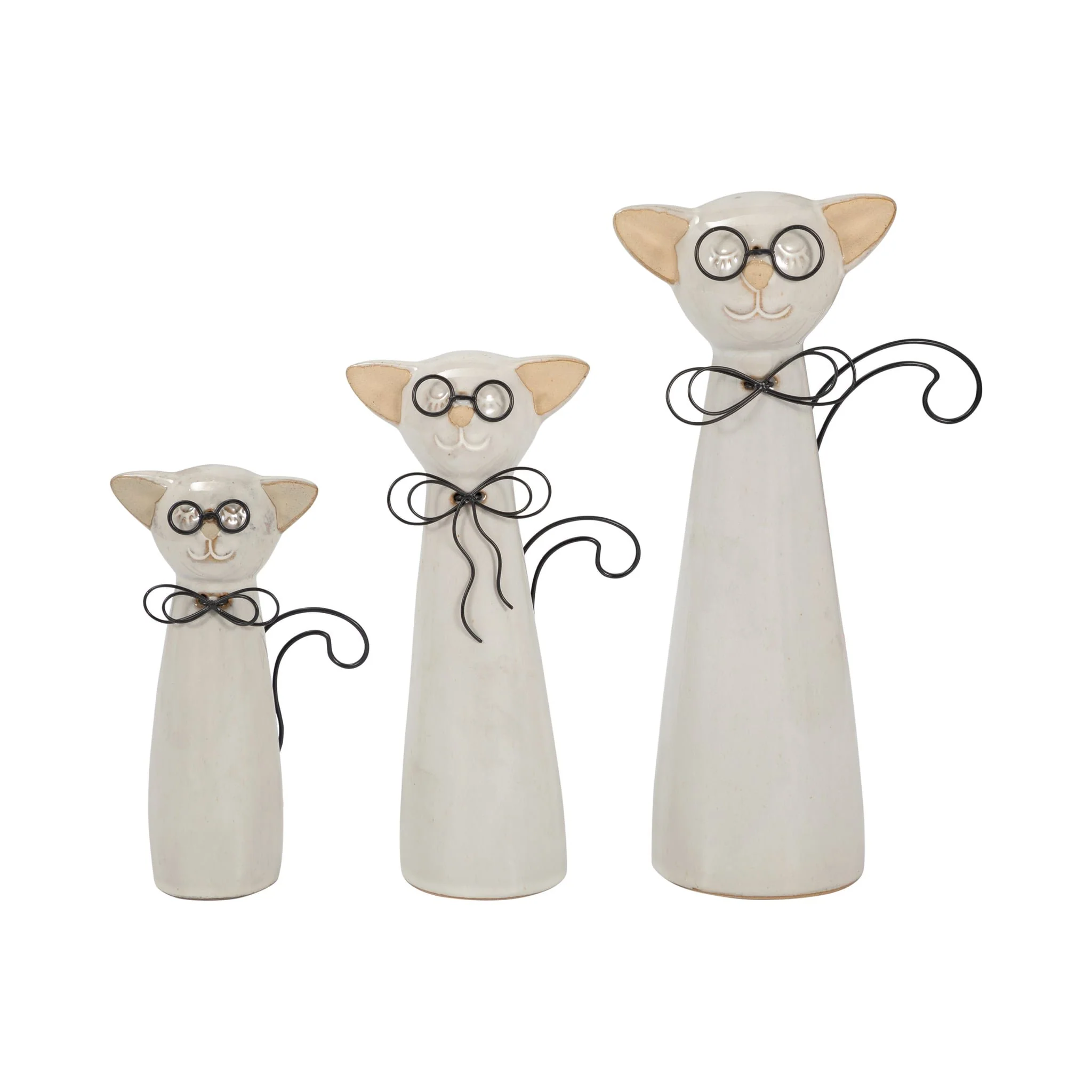 Cer, 7"h Cat W/ Glasses, Beige - Image 8