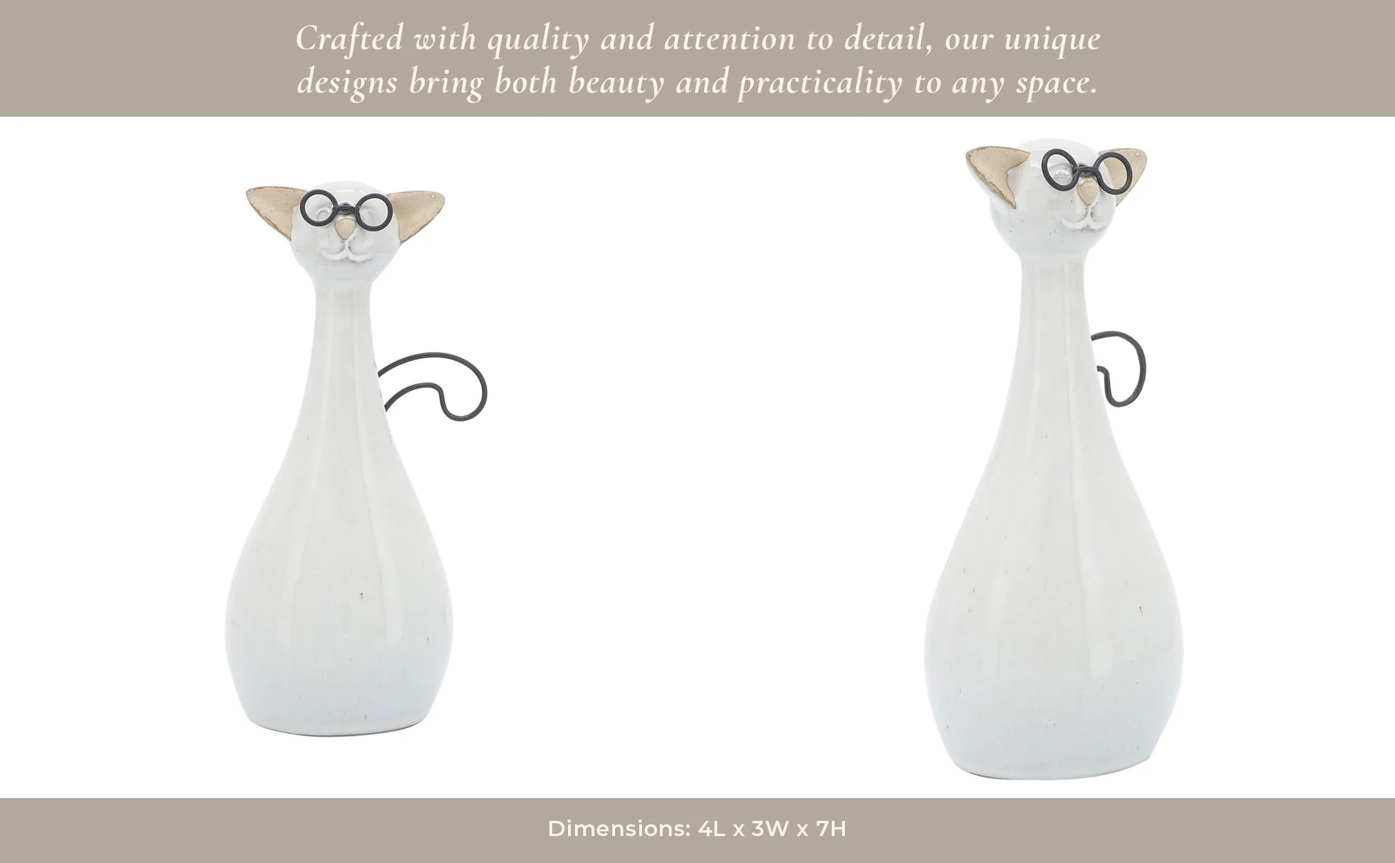 Cer, 7"h Chubby Cat W/ Glasses, Beige - Image 13