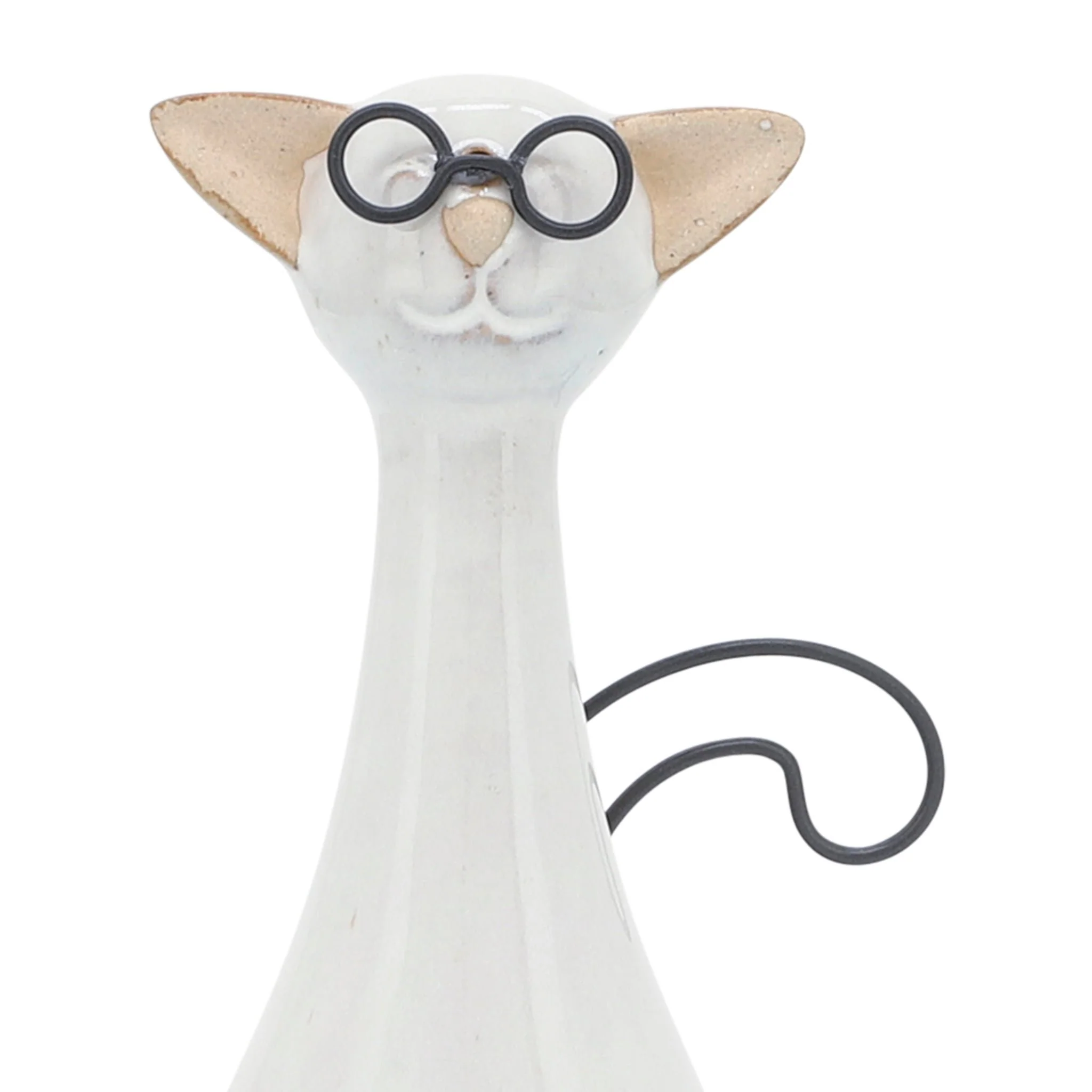 Cer, 7"h Chubby Cat W/ Glasses, Beige - Image 6