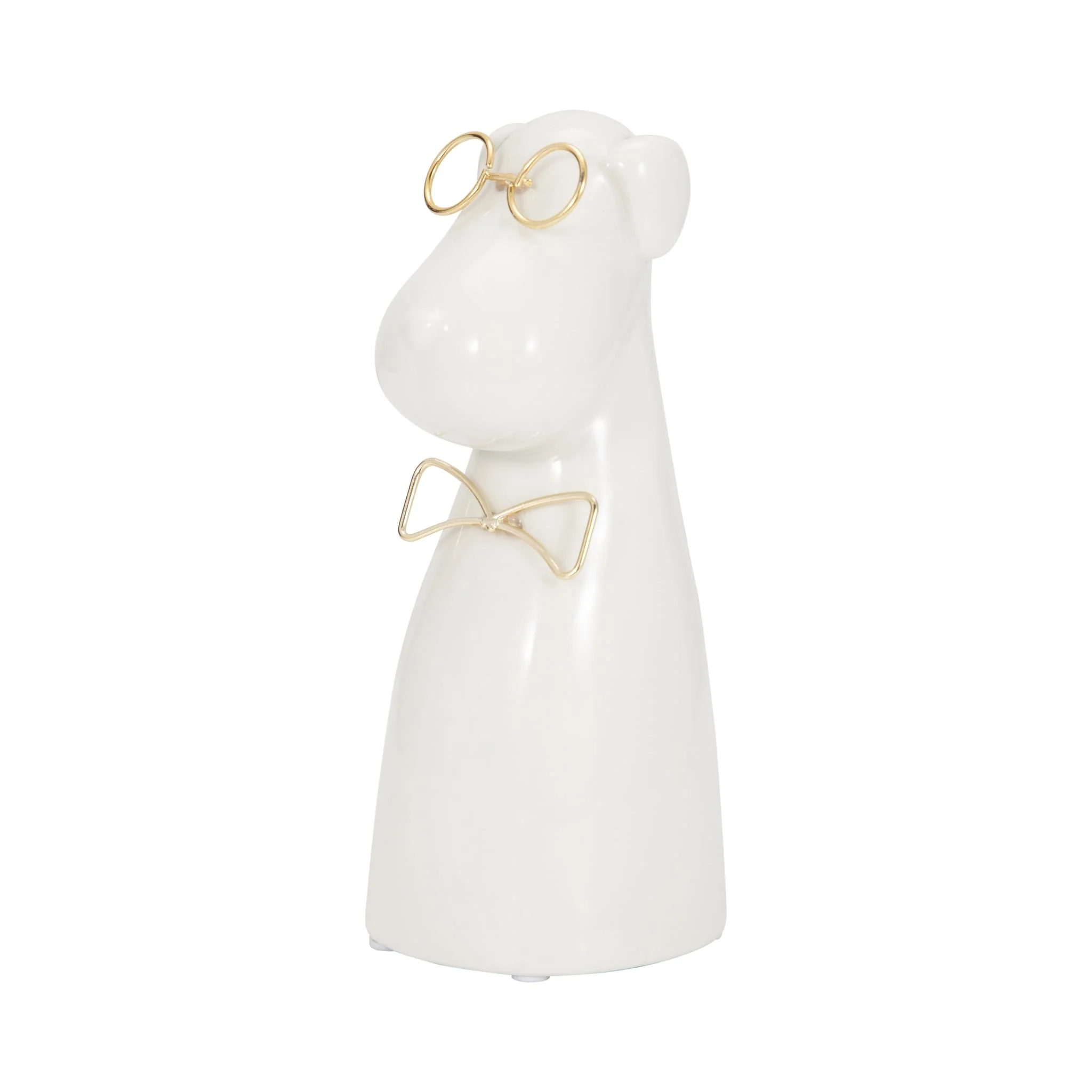 Cer 7"h, Puppy With Gold Glasses And Bowtie, Wht - Image 2