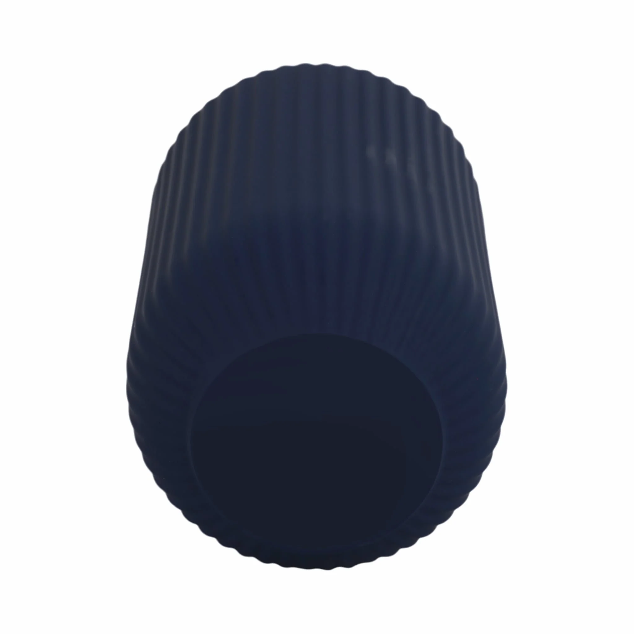 Cer, 7"h Ridged Vase, Navy - Image 7