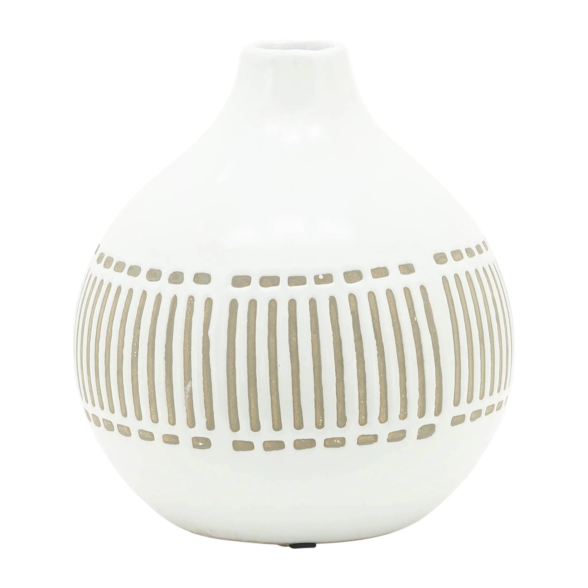 Cer, 7"h Round Aztec Vase, Gray - Image 3