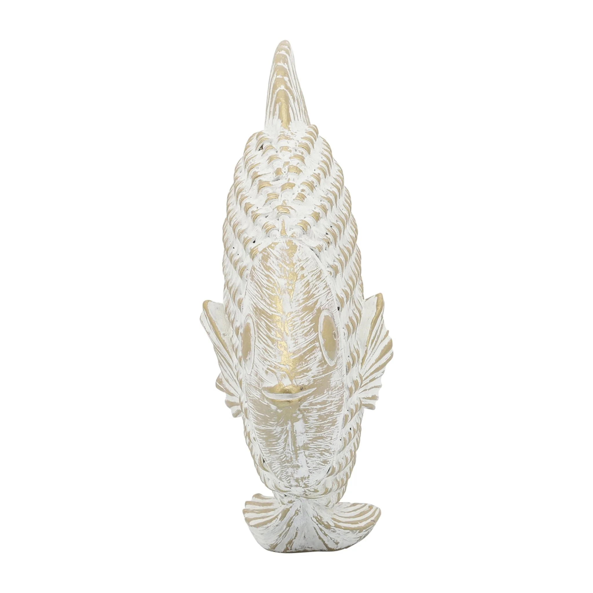 Cer,7"h,standing Fish Deco,wht/gld - Image 3