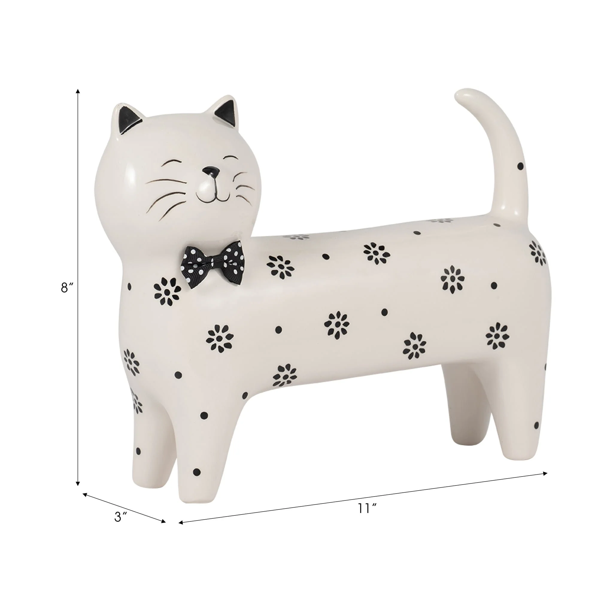 Cer, 8" Daisies Cat, White - Image 9