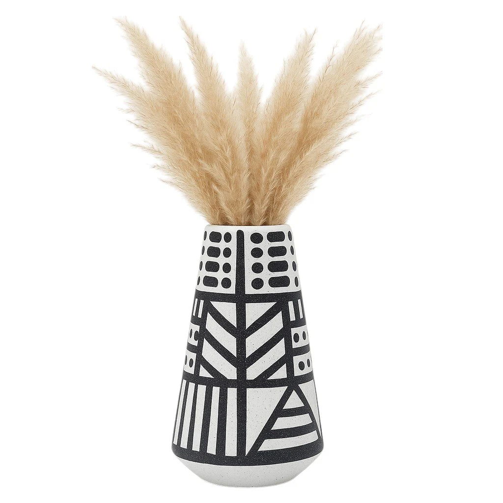 Cer, 8" Eclectic Vase, Black/white - Image 2
