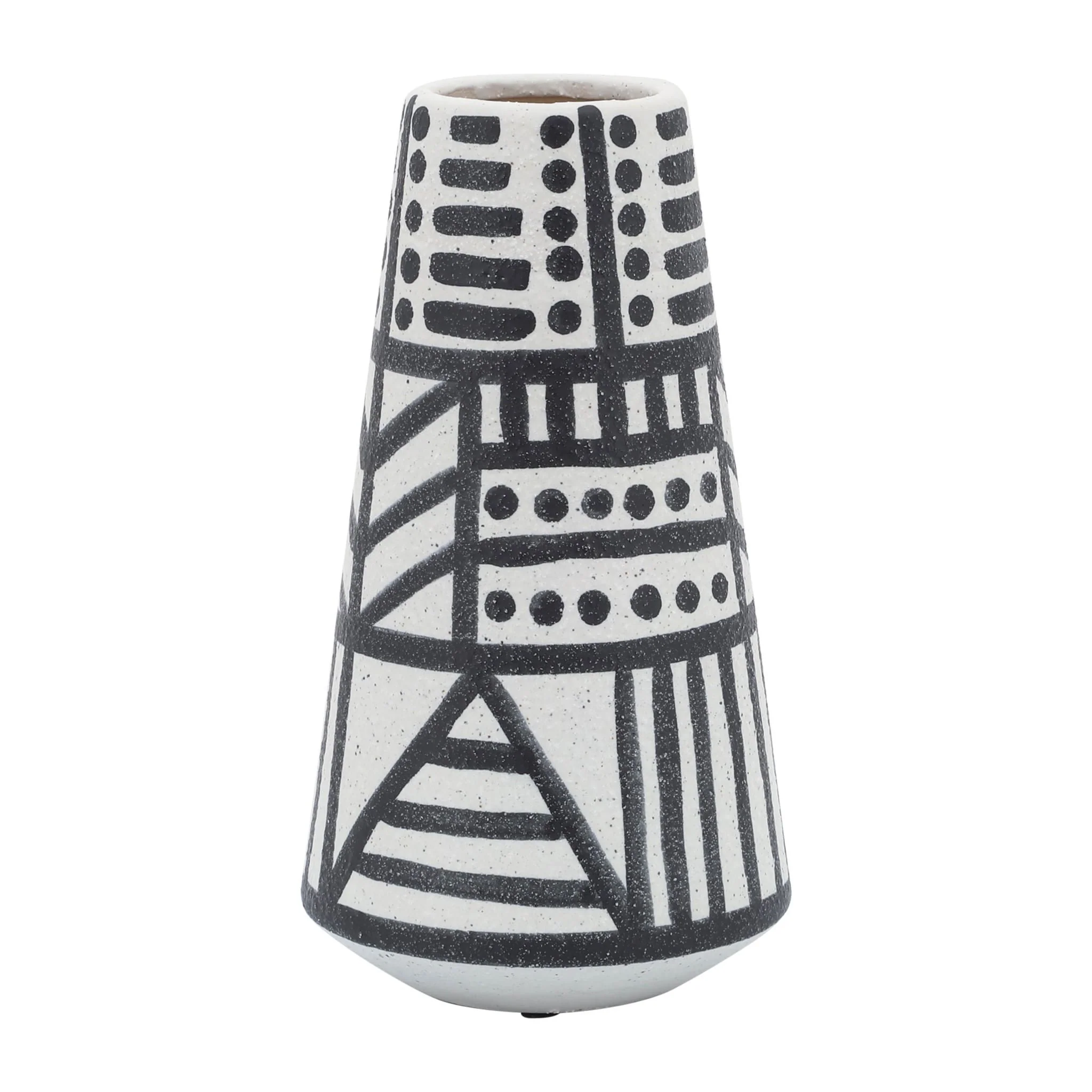 Cer, 8" Eclectic Vase, Black/white - Image 3