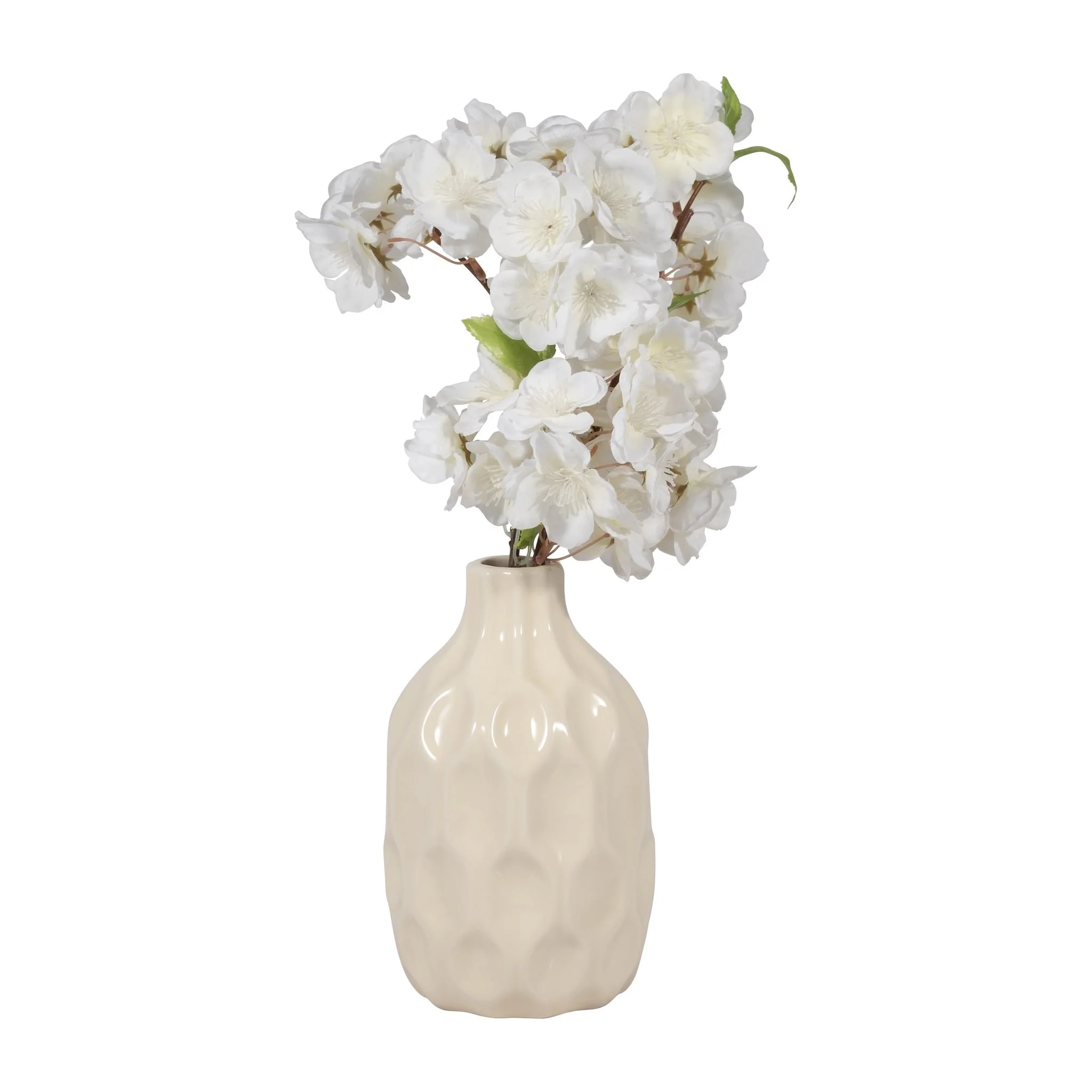 Cer, 8" Honeycomb Dimpled Vase, Cotton - Image 3