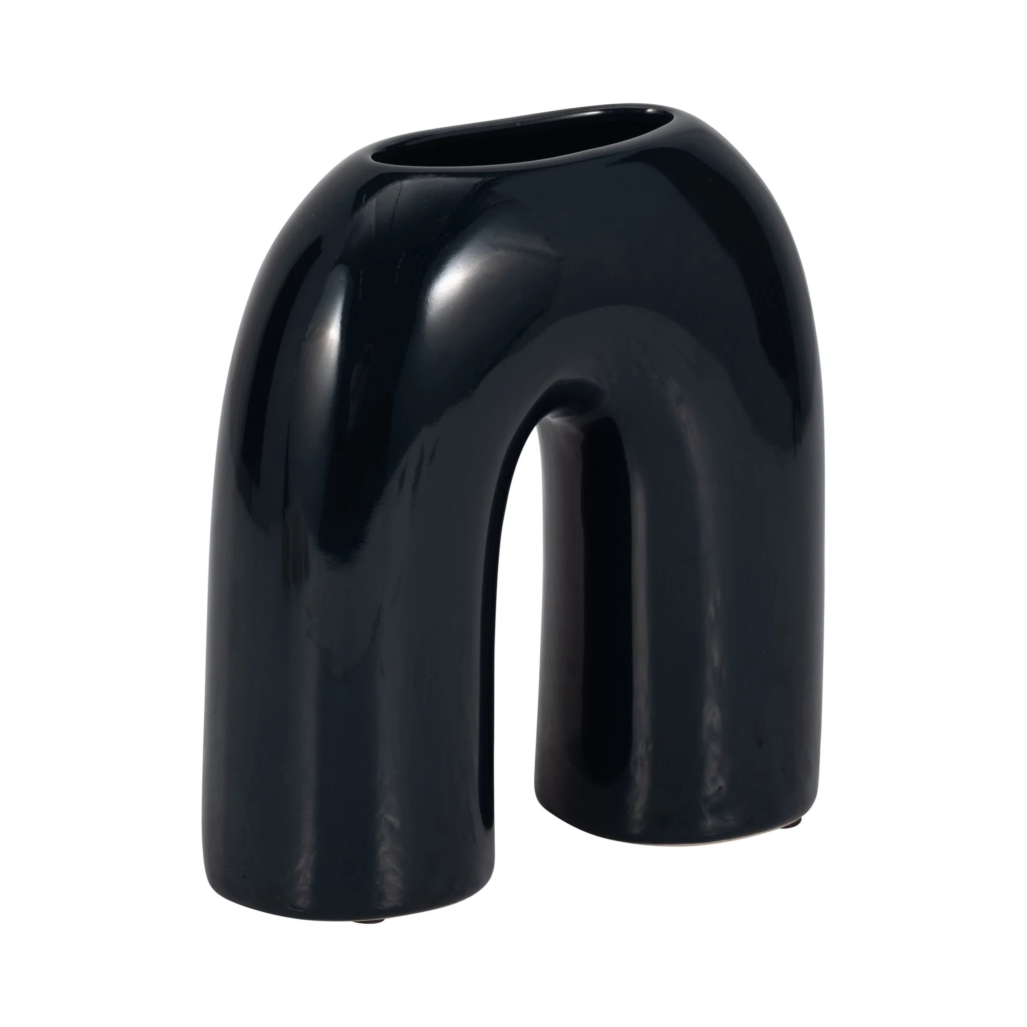Cer, 8" Horseshoe Vase, Navy Blue - Image 3