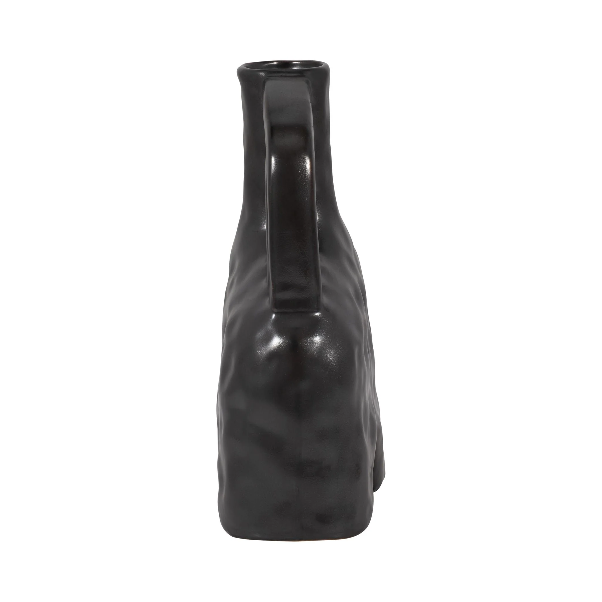 Cer, 8" Metallic Triple Handle Vase, Black - Image 3