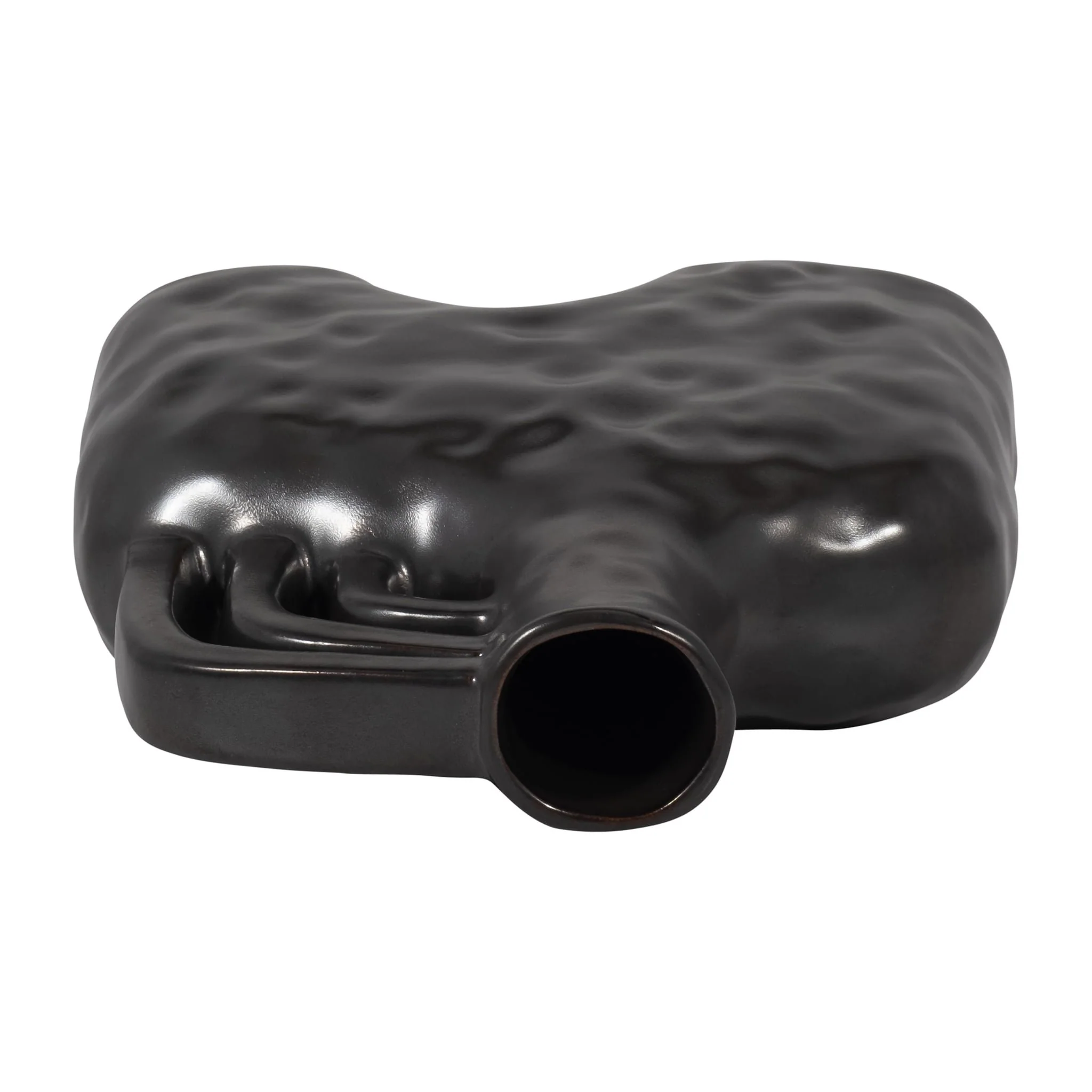 Cer, 8" Metallic Triple Handle Vase, Black - Image 6