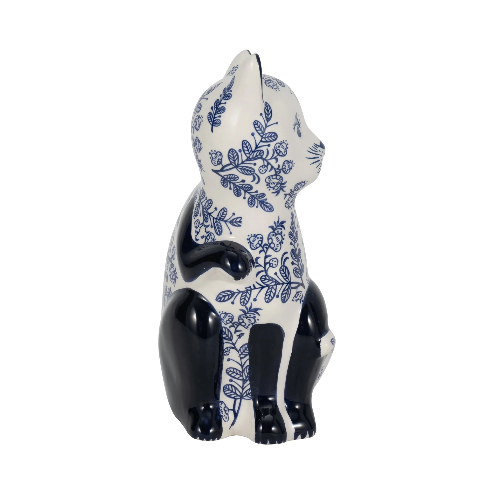 Cer, 8" Sitting Chinoiserie Cat, Blue/white - Image 3