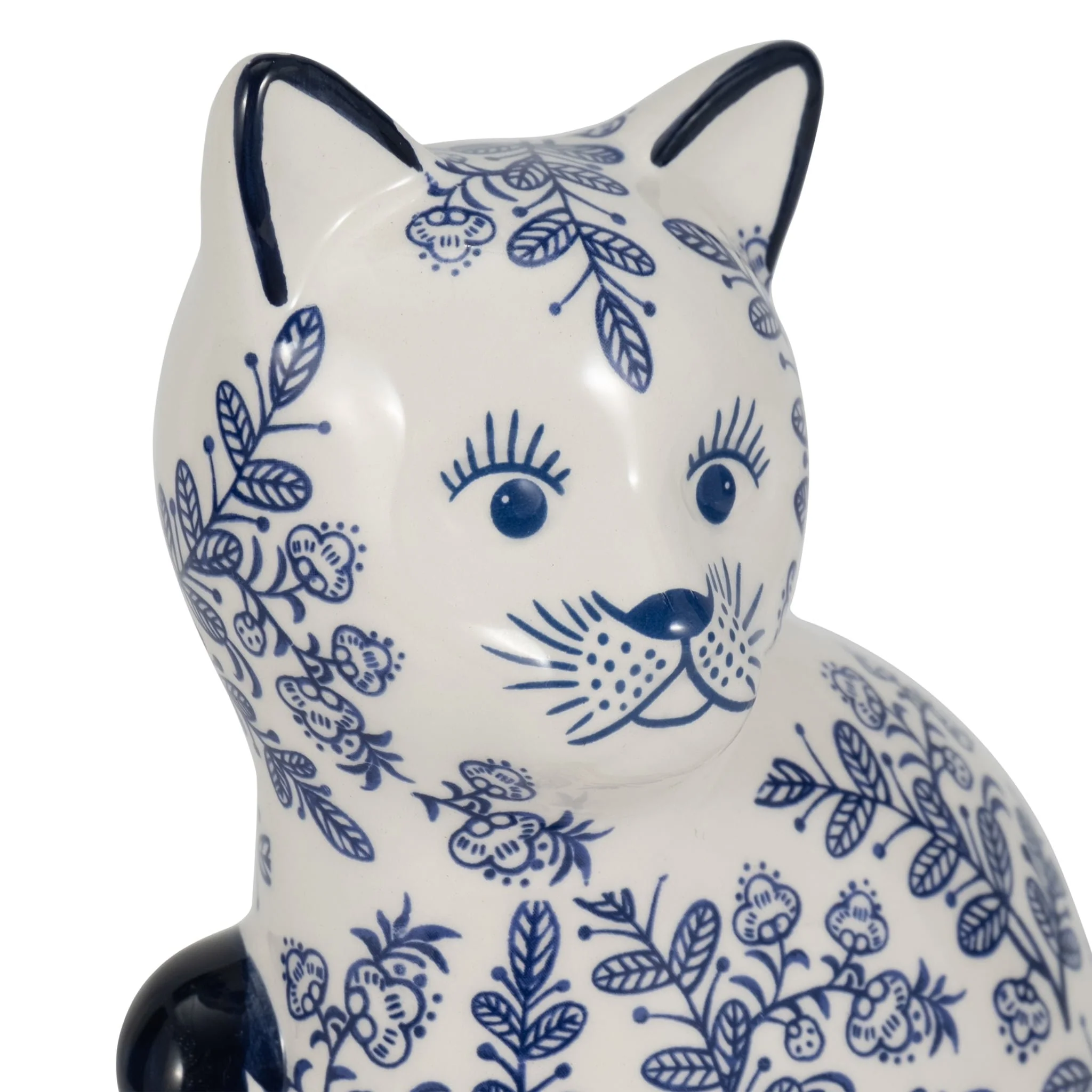Cer, 8" Sitting Chinoiserie Cat, Blue/white - Image 5