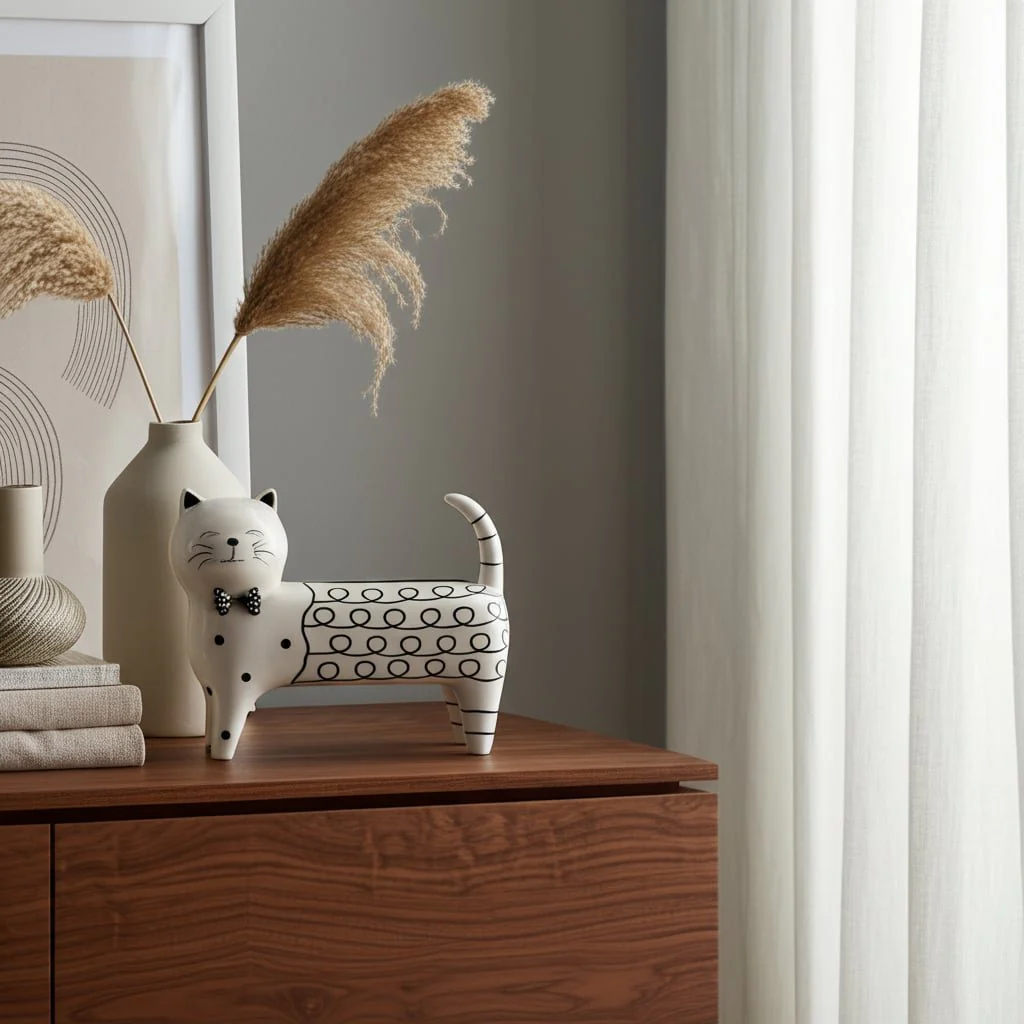 Cer, 8" Swirls Cat, White - Image 11