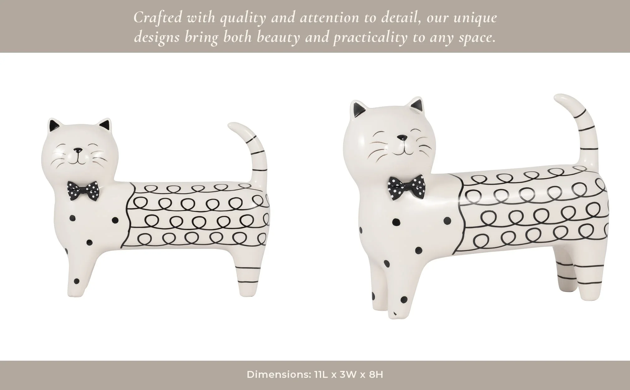 Cer, 8" Swirls Cat, White - Image 15