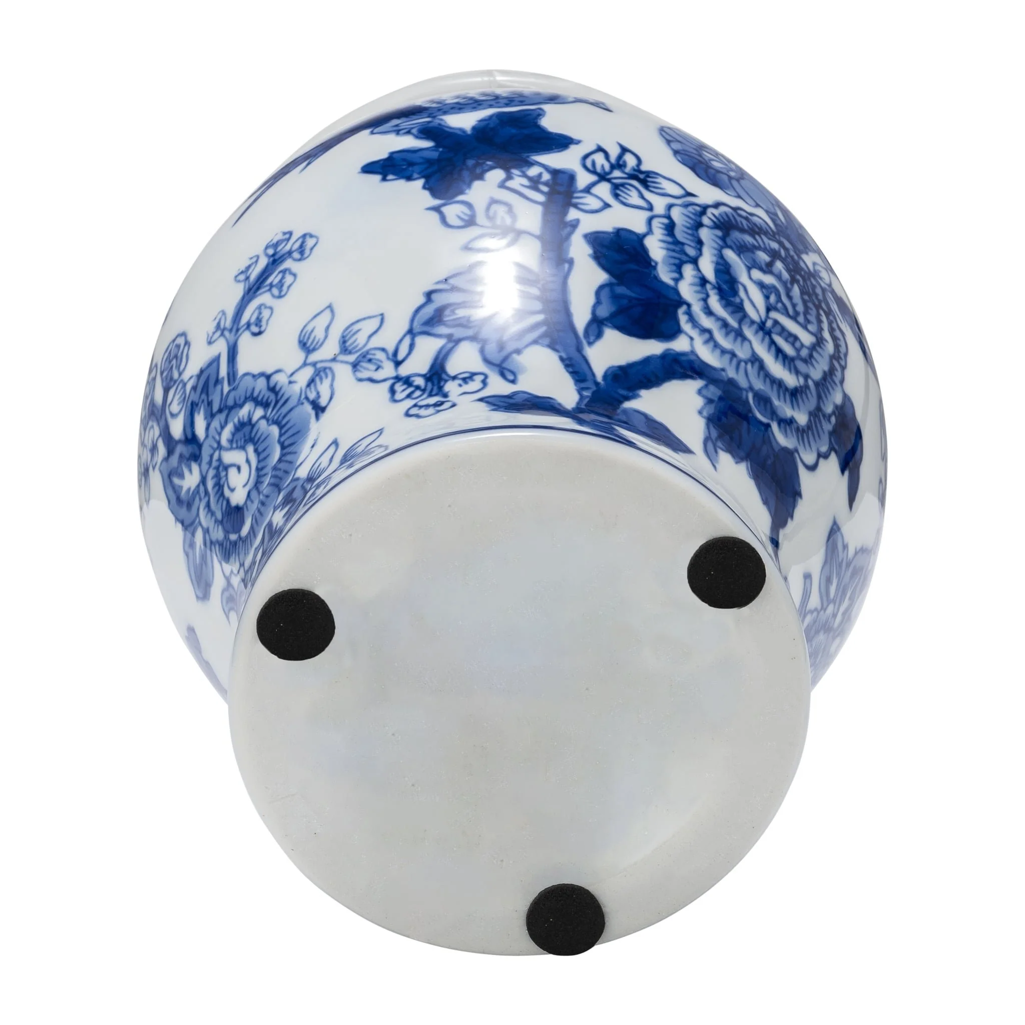 Cer, 8" Temple Jar Bird/flower, Blue - Image 7