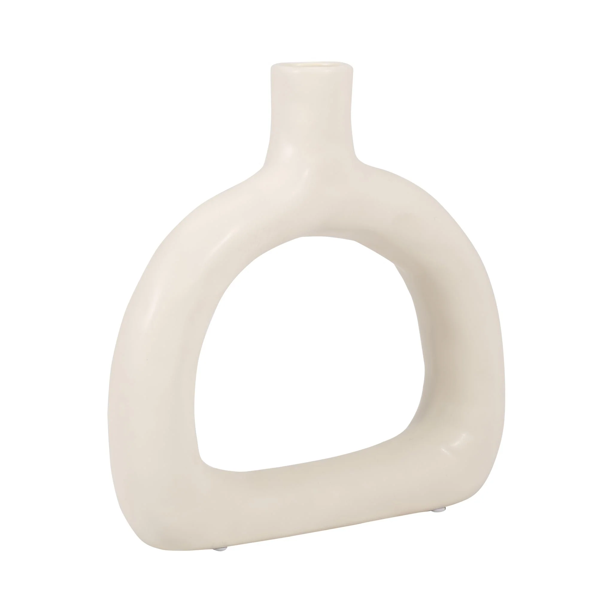 Cer 8" Textured Wide Cut-out Vase, Cotton - Image 3