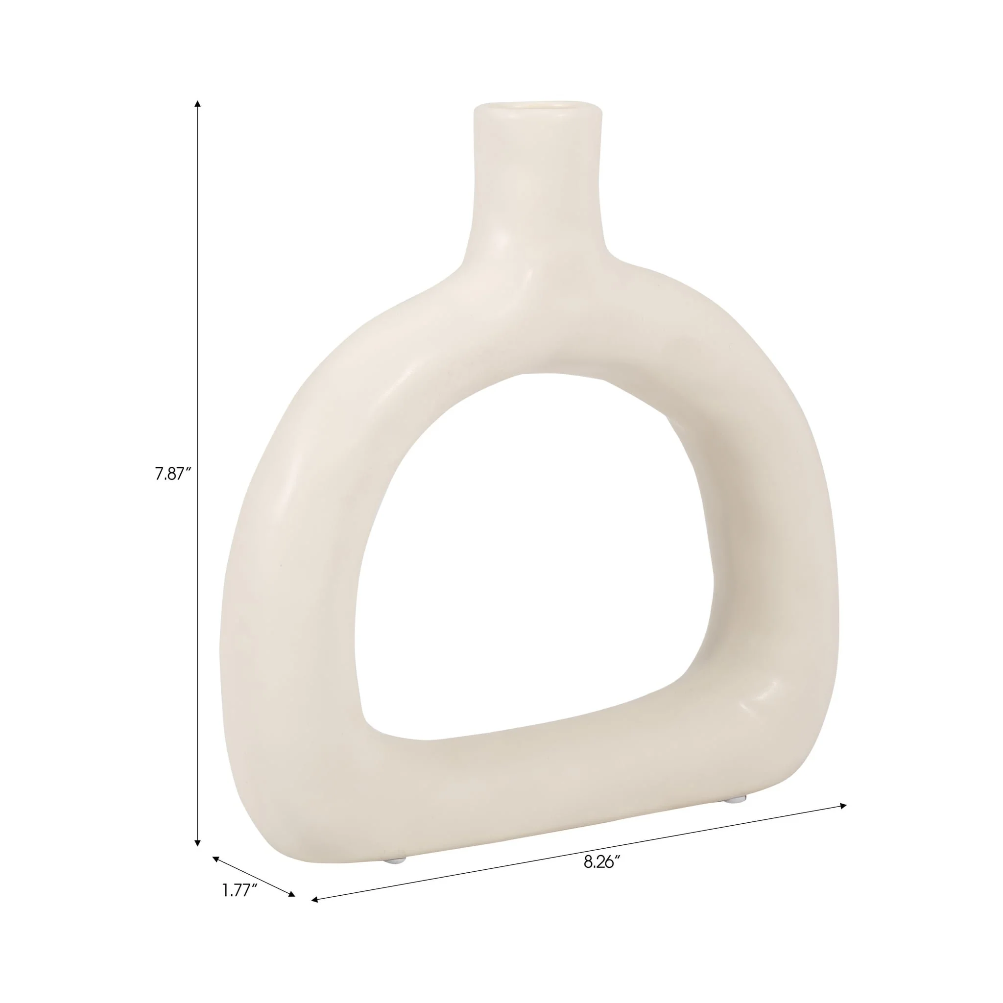 Cer 8" Textured Wide Cut-out Vase, Cotton - Image 8