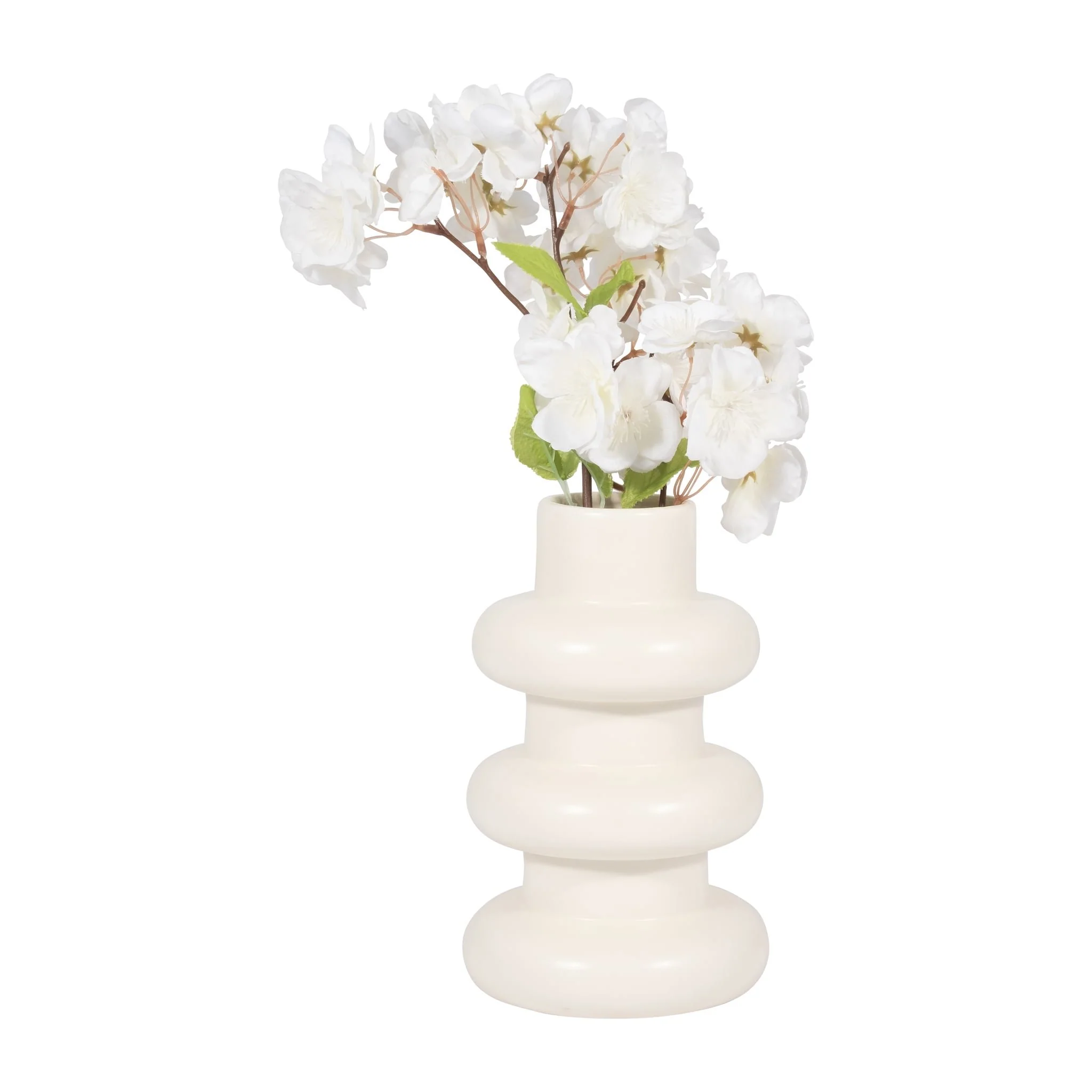 Cer, 8" Three Ribbed Vase, Cotton - Image 2