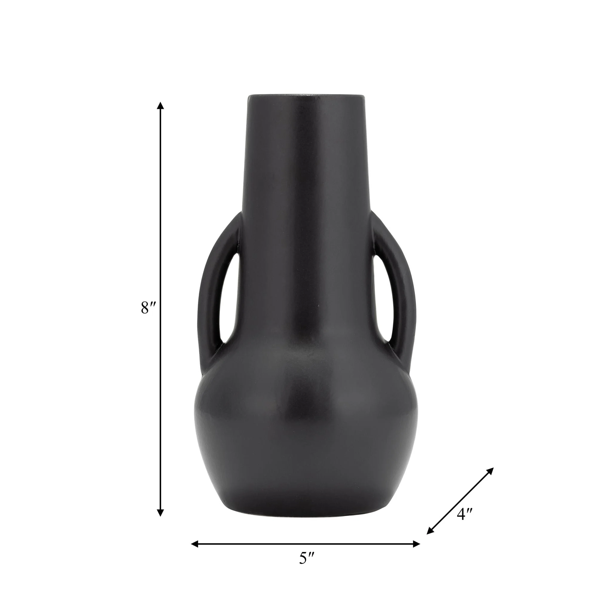 Cer,8",vase W/handles,black - Image 8