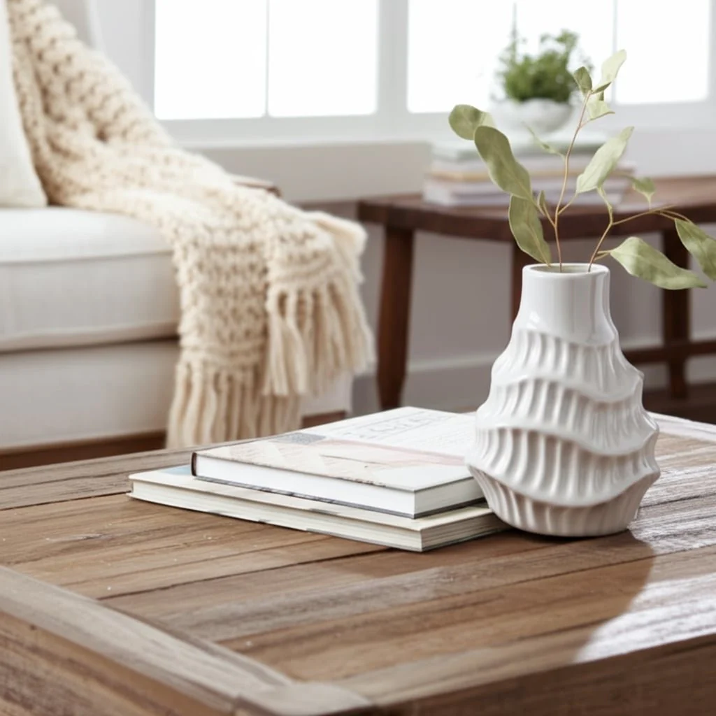 Cer, 8" Wavy Vase, White - Image 12