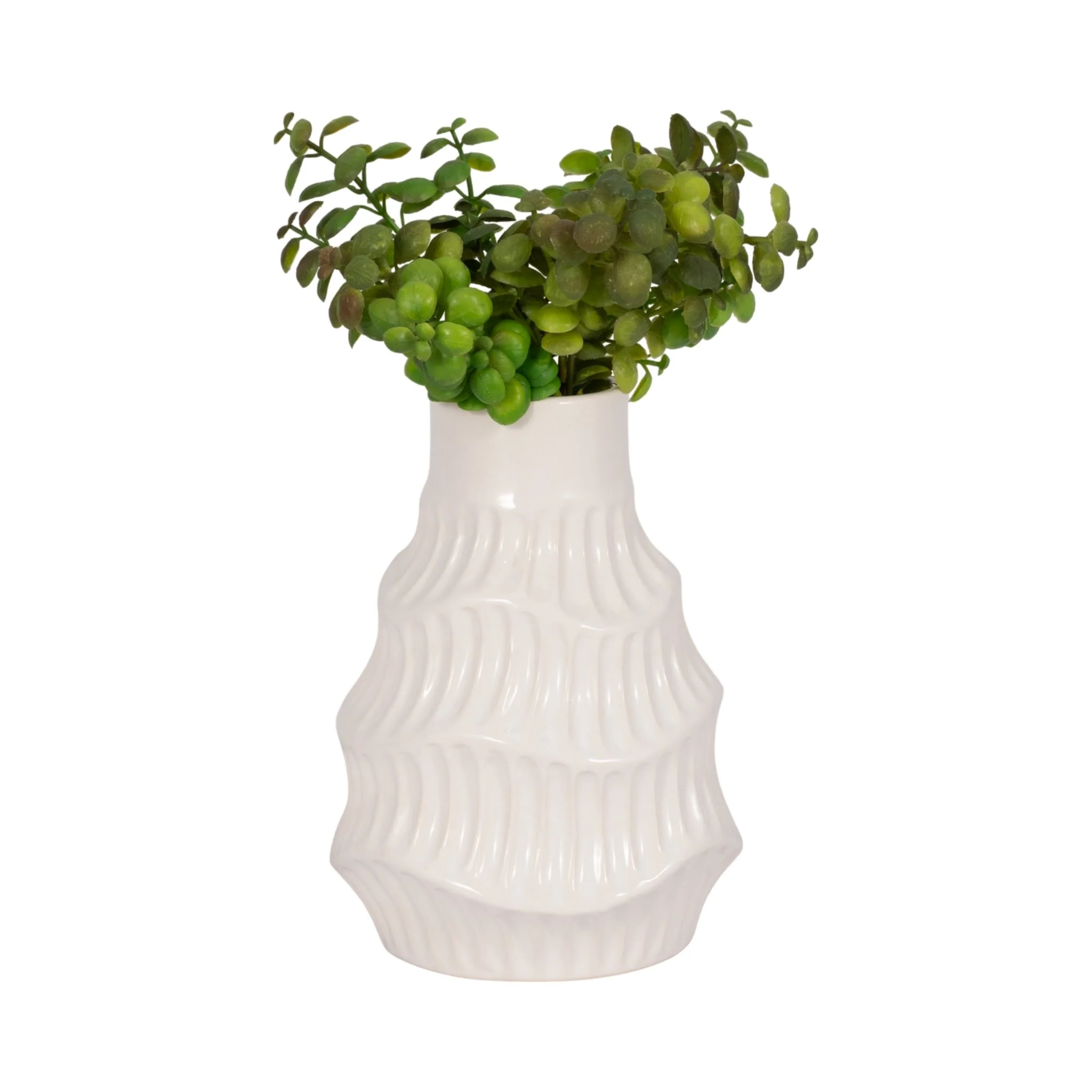 Cer, 8" Wavy Vase, White - Image 2