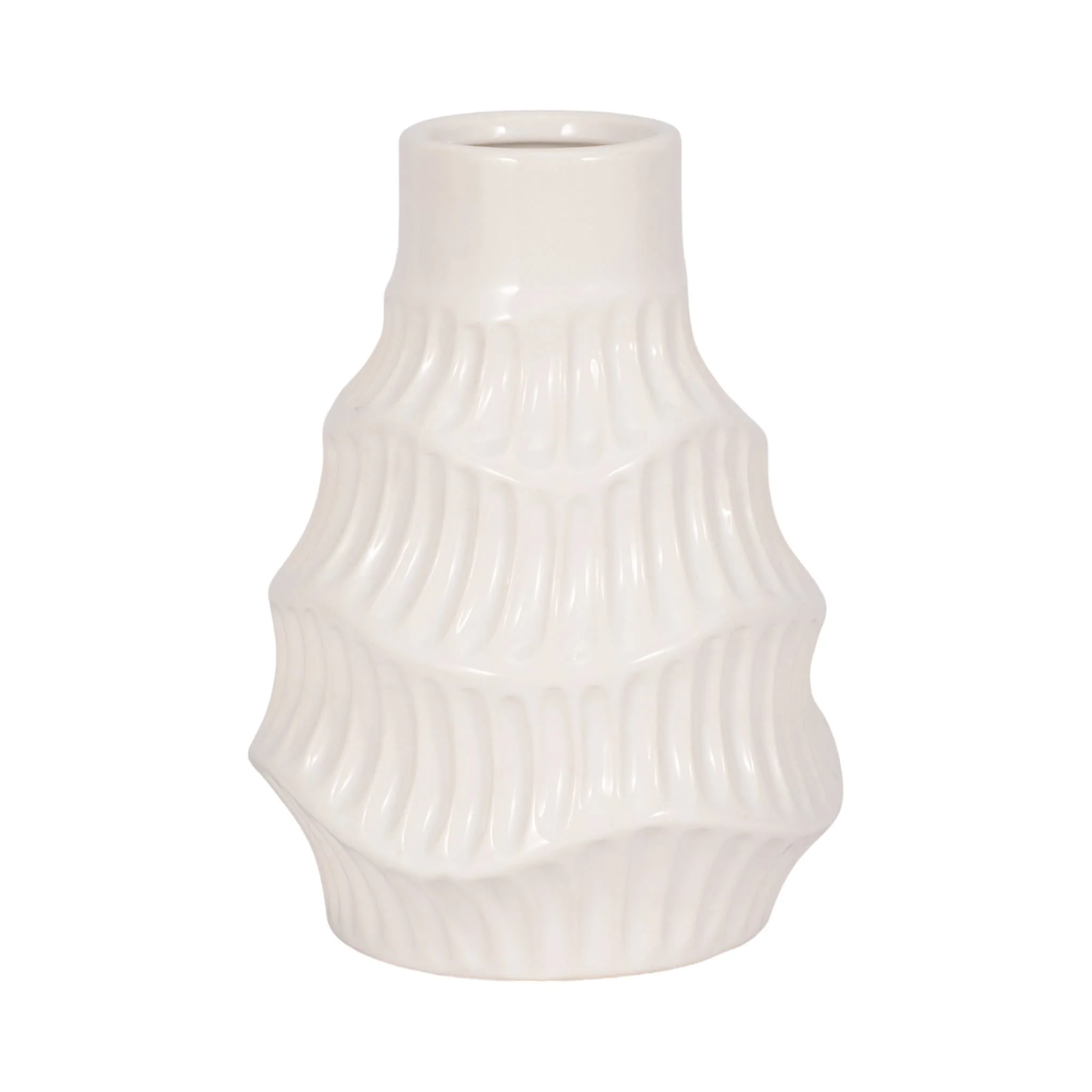 Cer, 8" Wavy Vase, White - Image 3