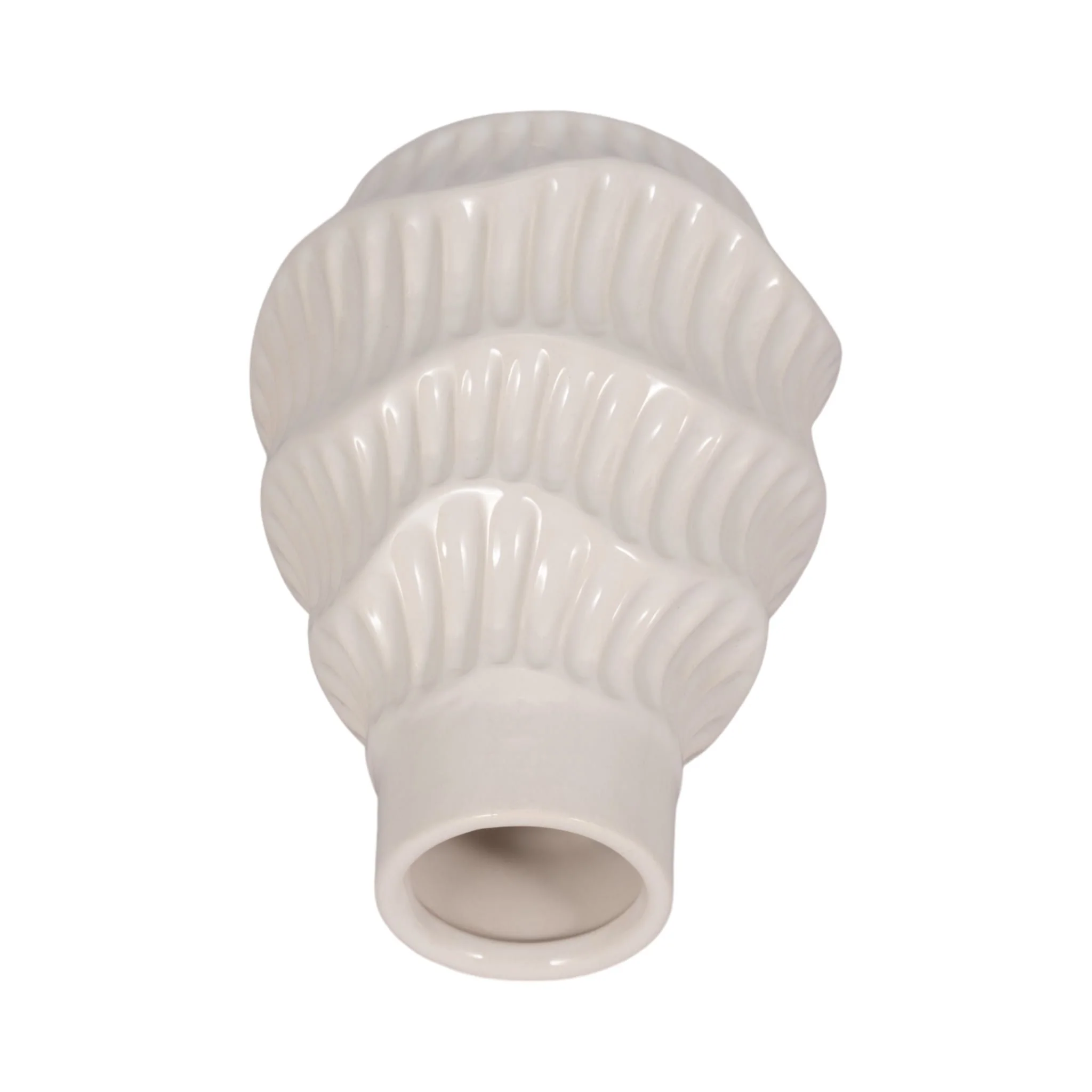 Cer, 8" Wavy Vase, White - Image 5