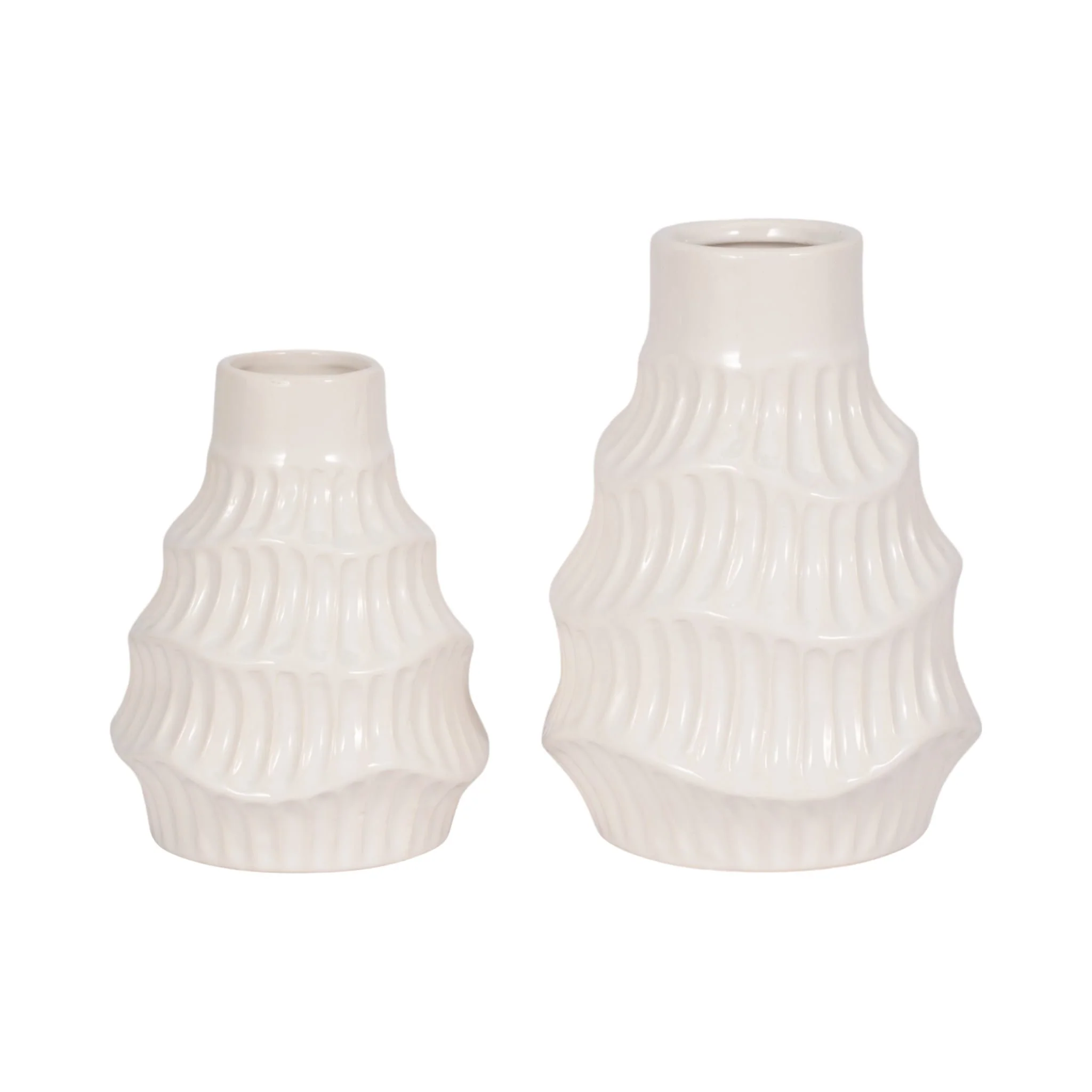 Cer, 8" Wavy Vase, White - Image 7
