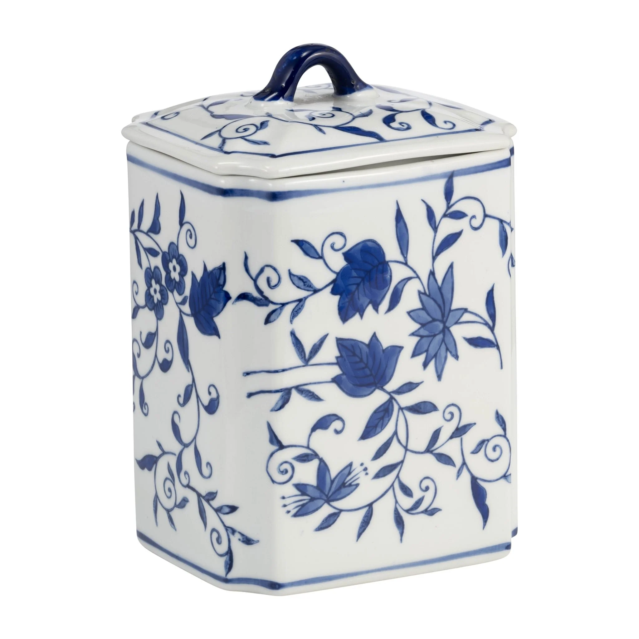 Cer, 8"h Box Jar W/ Lid, Blue - Image 2