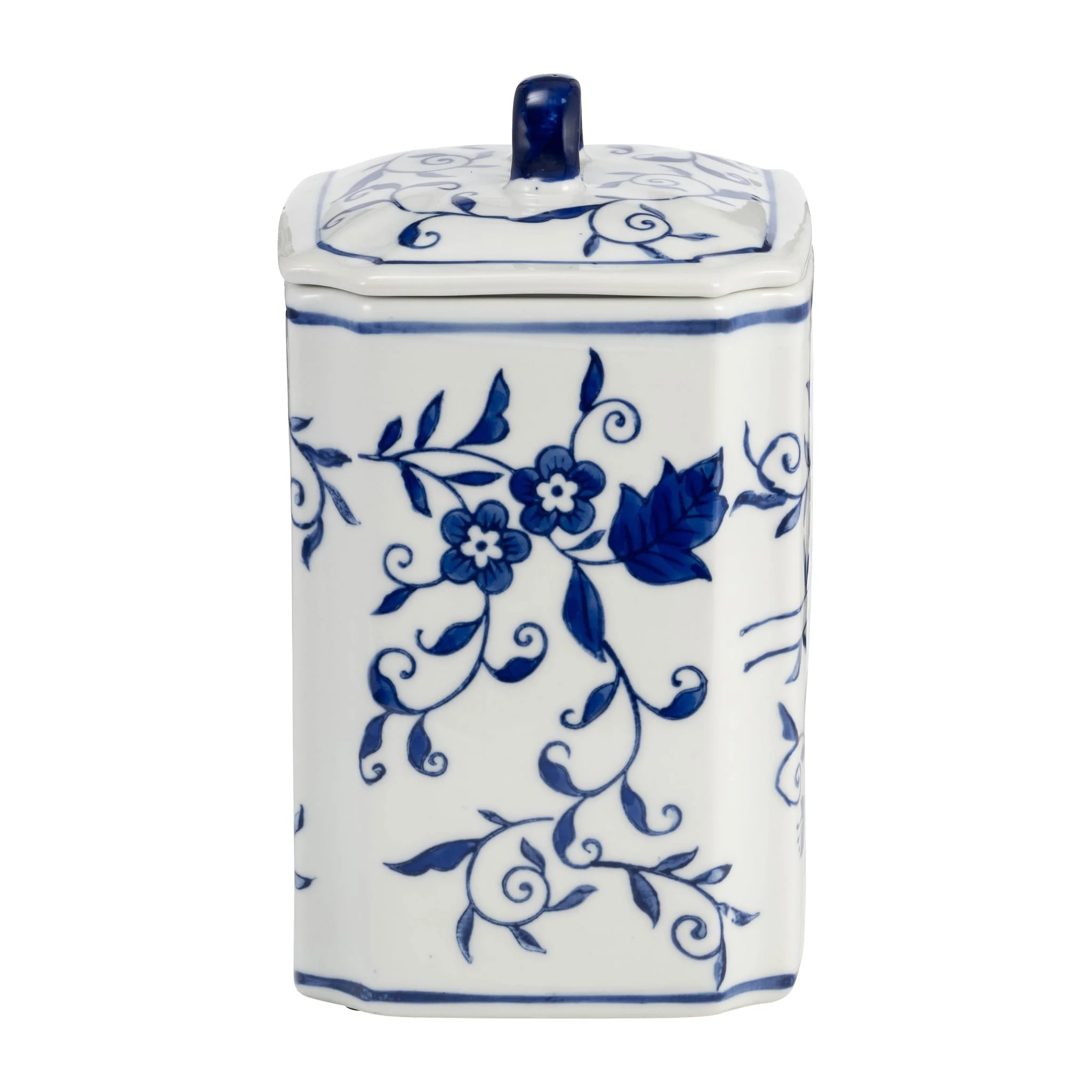Cer, 8"h Box Jar W/ Lid, Blue - Image 3