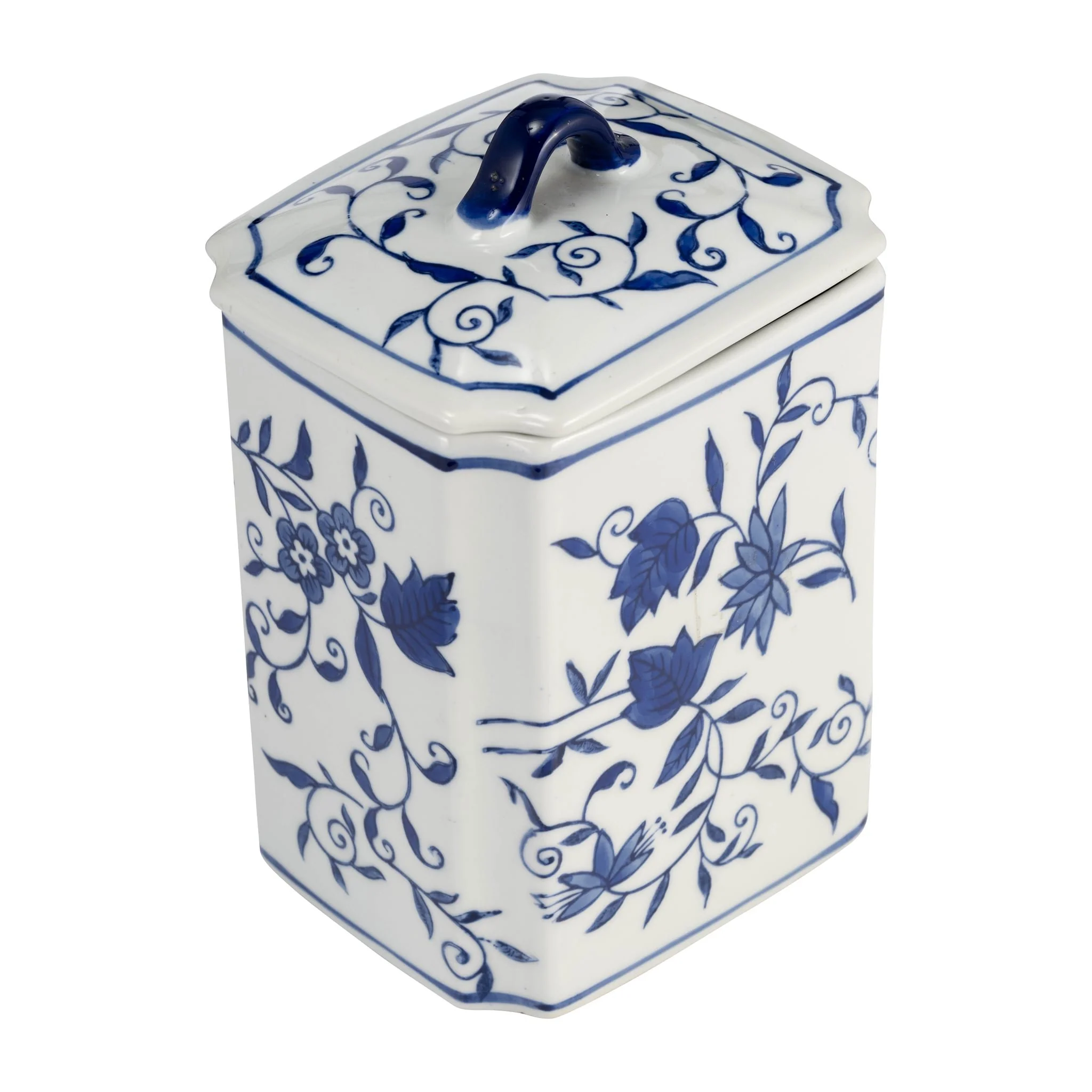 Cer, 8"h Box Jar W/ Lid, Blue - Image 5