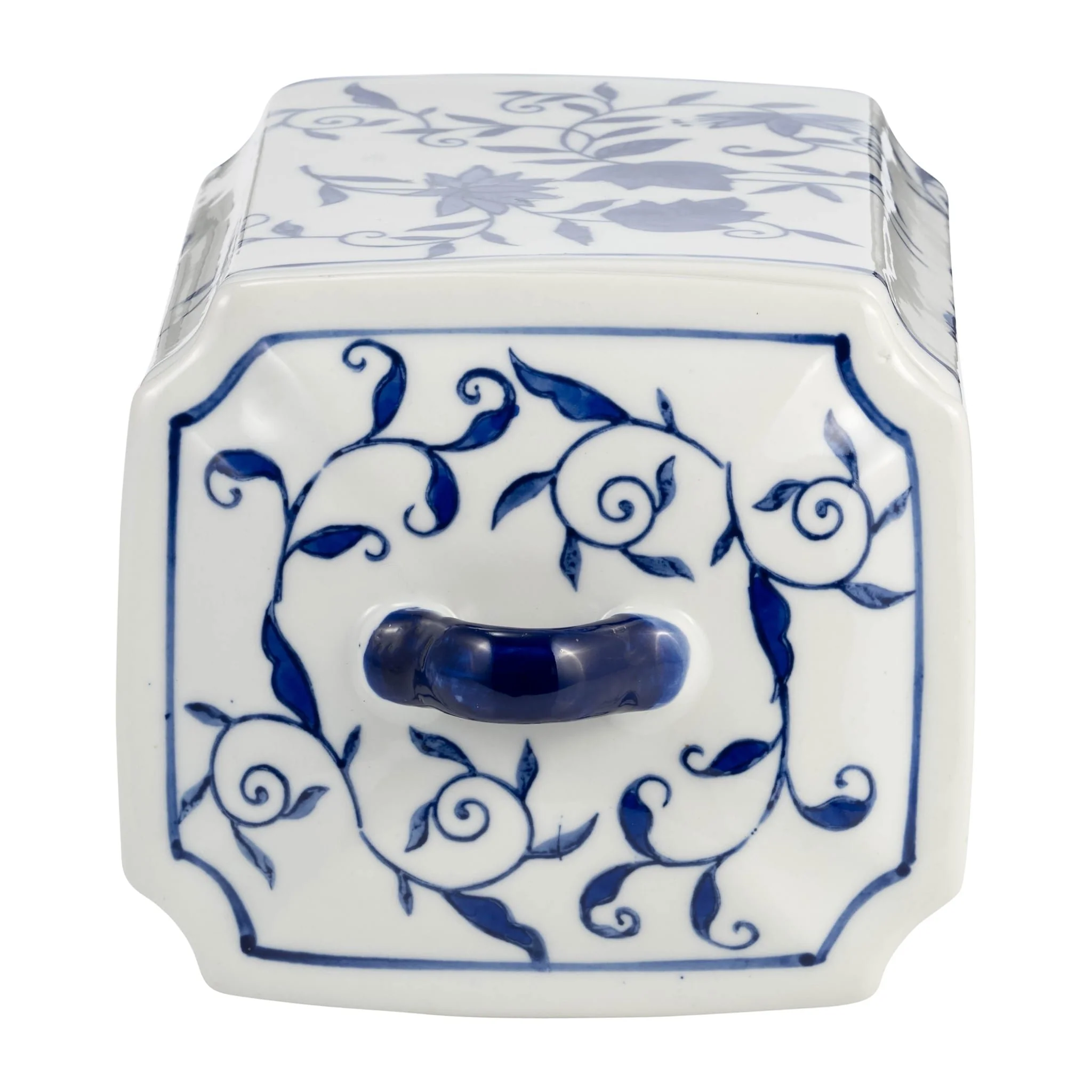 Cer, 8"h Box Jar W/ Lid, Blue - Image 6