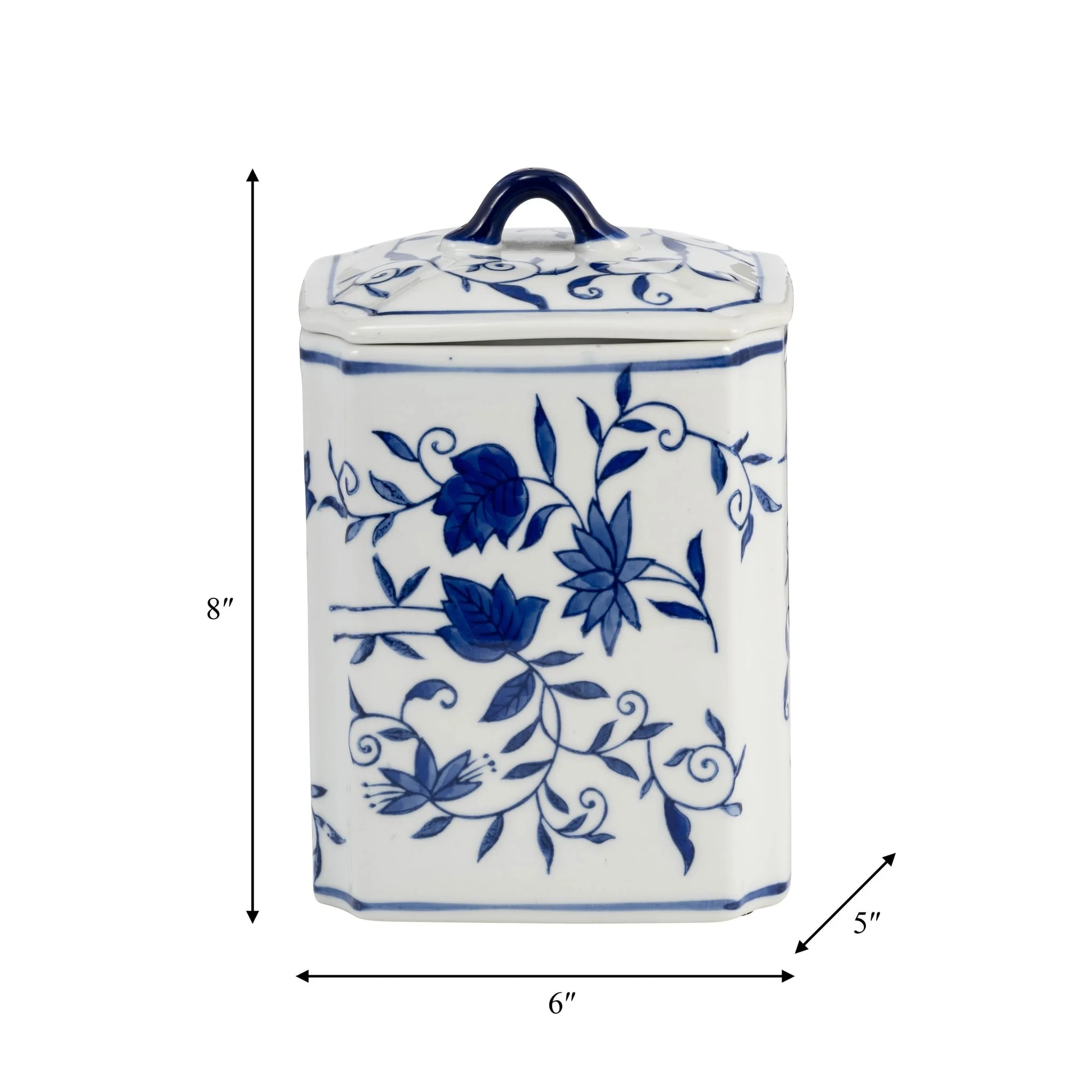 Cer, 8"h Box Jar W/ Lid, Blue - Image 8
