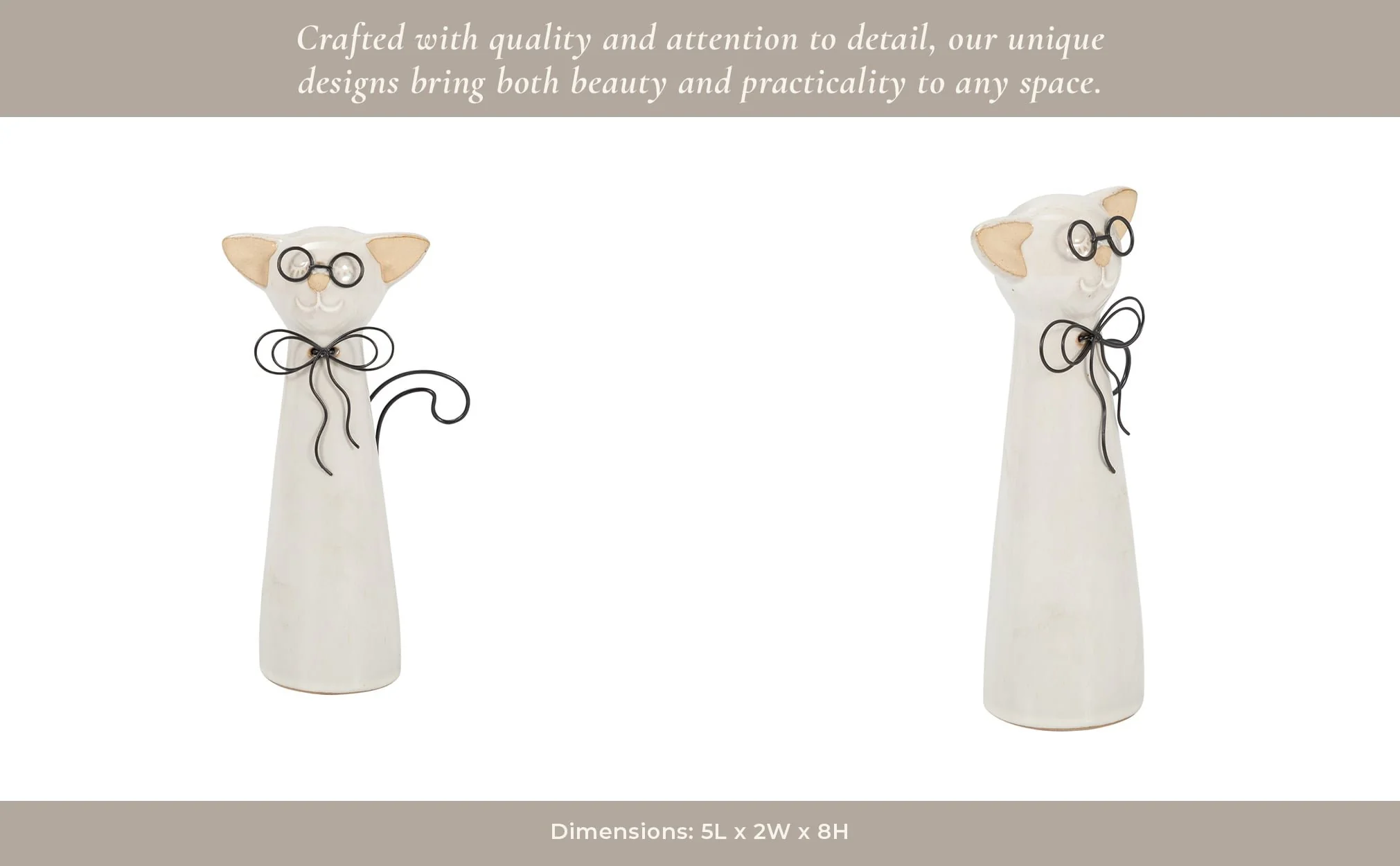 Cer, 8"h Cat W/ Glasses, Beige - Image 13