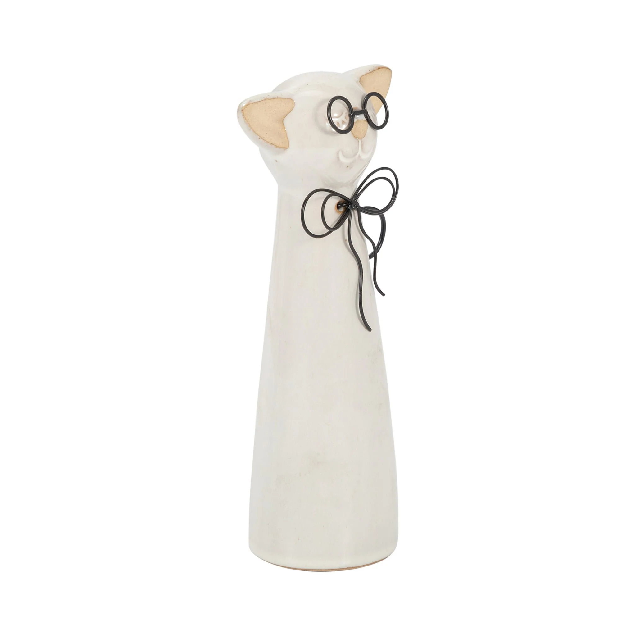 Cer, 8"h Cat W/ Glasses, Beige - Image 2