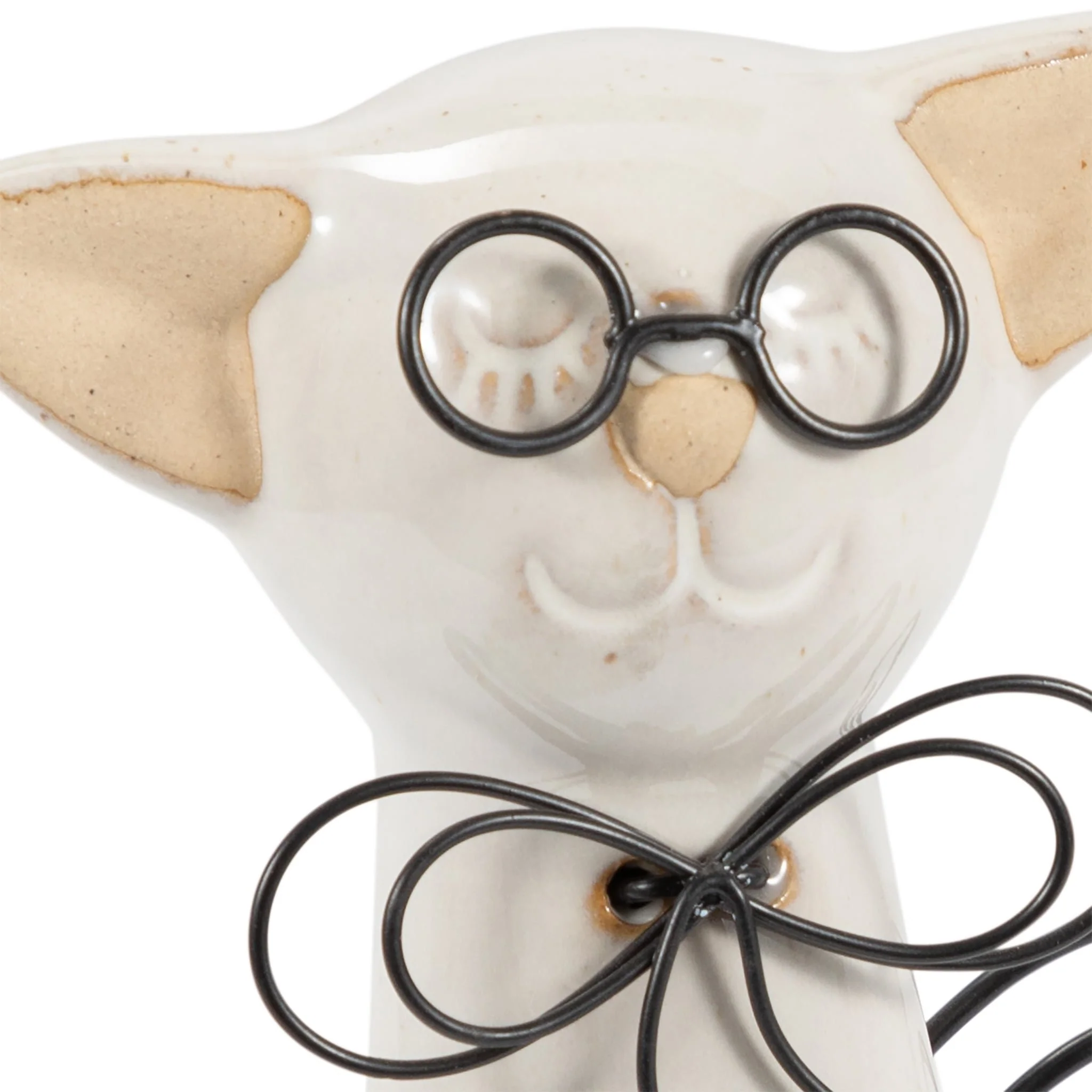 Cer, 8"h Cat W/ Glasses, Beige - Image 5