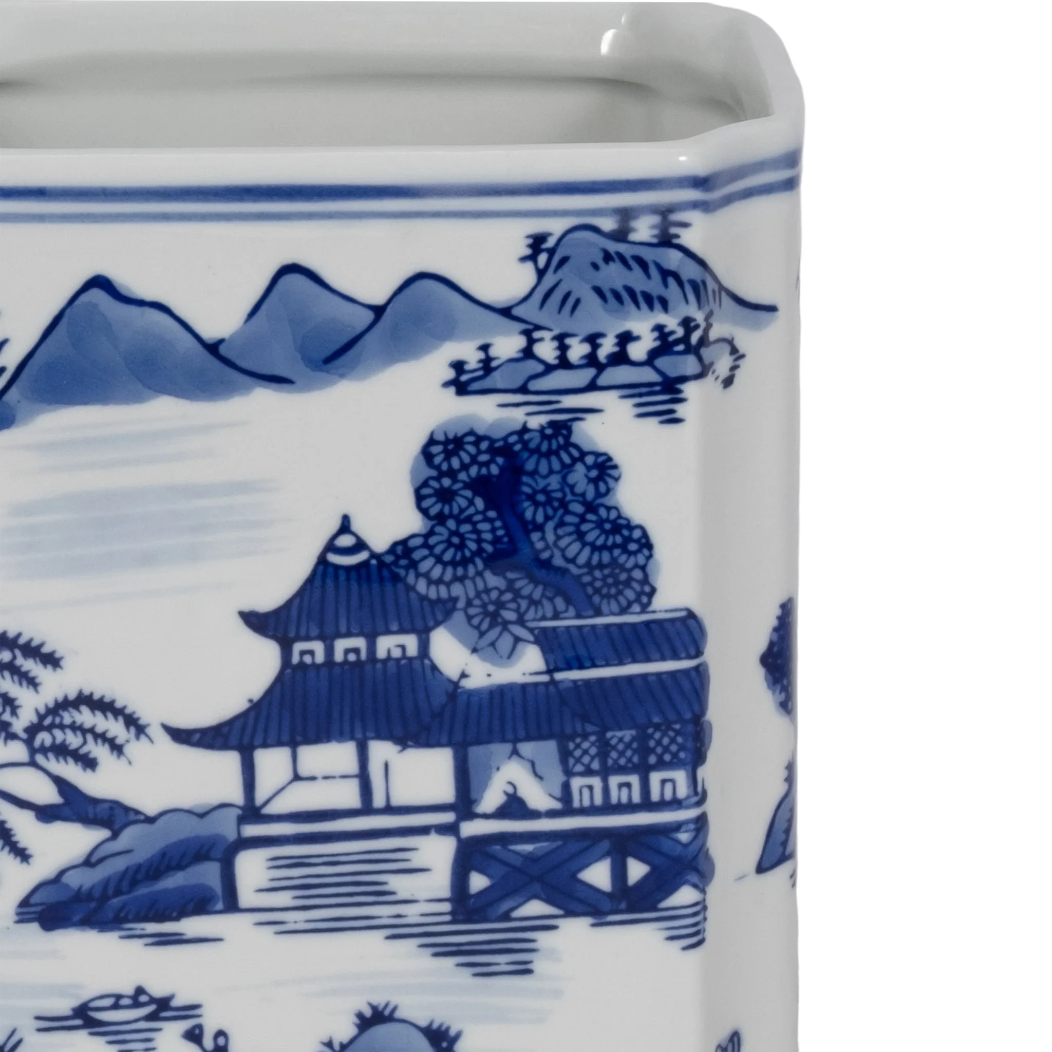 Cer, 8"h Rectangular Jar W/ Lid, Blue - Image 5