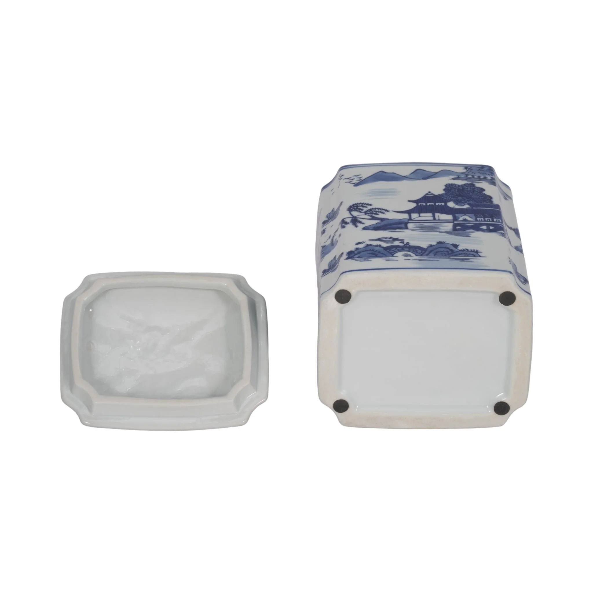 Cer, 8"h Rectangular Jar W/ Lid, Blue - Image 8