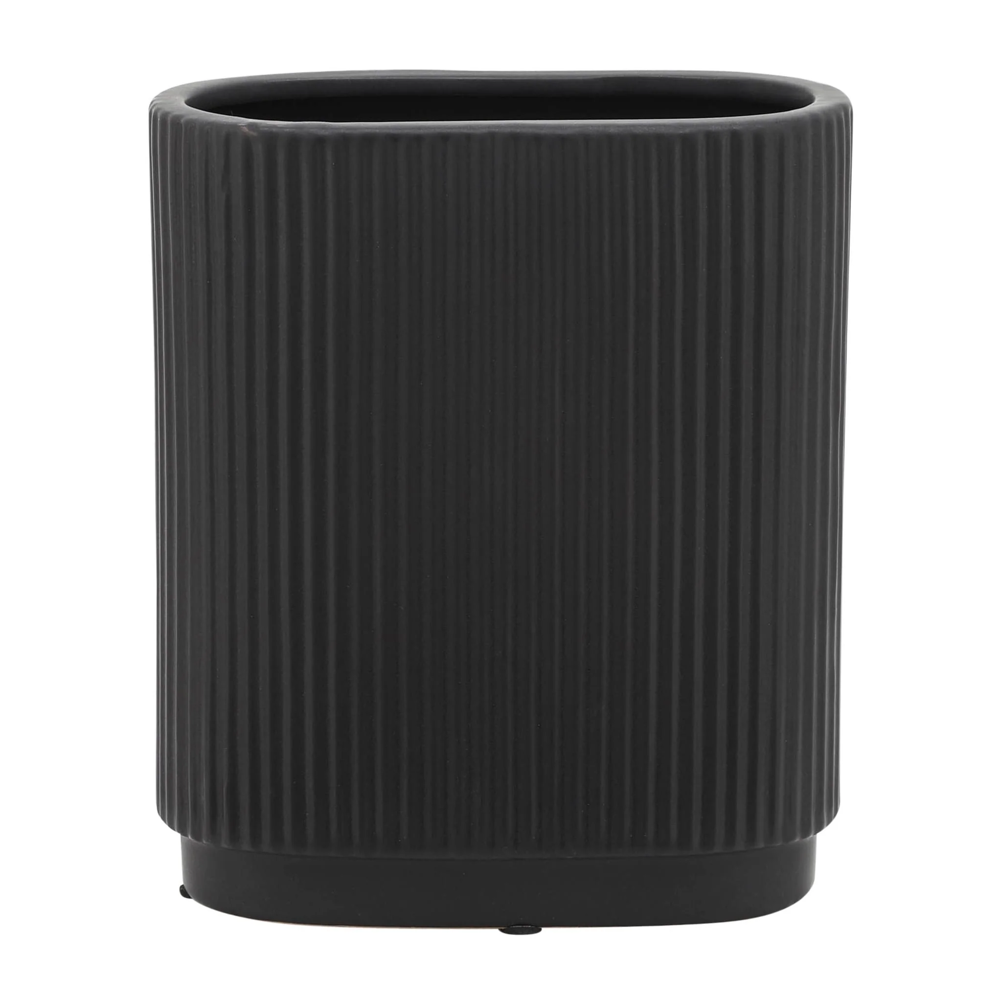 Cer, 8"h Ridged Vase, Black - Image 3