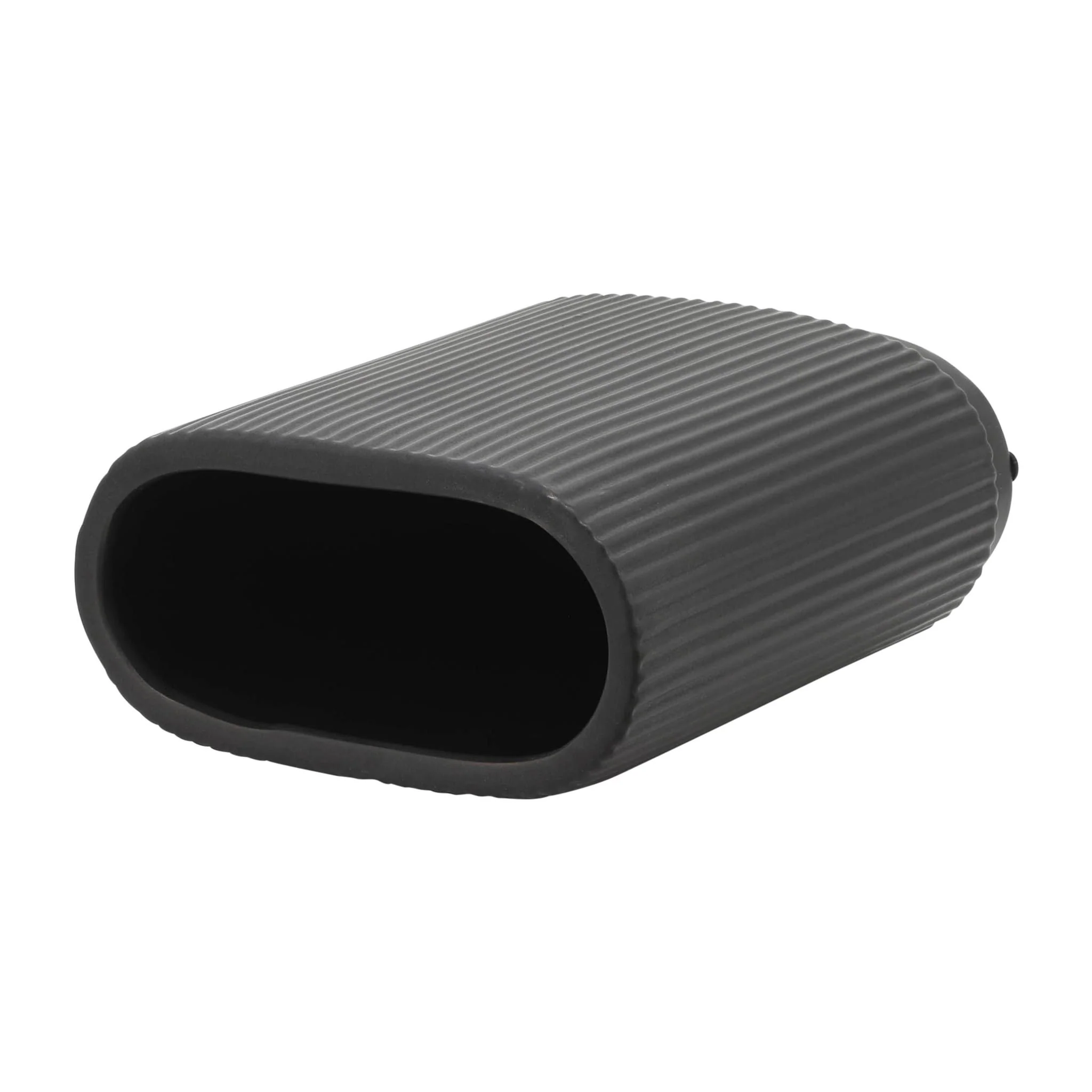 Cer, 8"h Ridged Vase, Black - Image 5