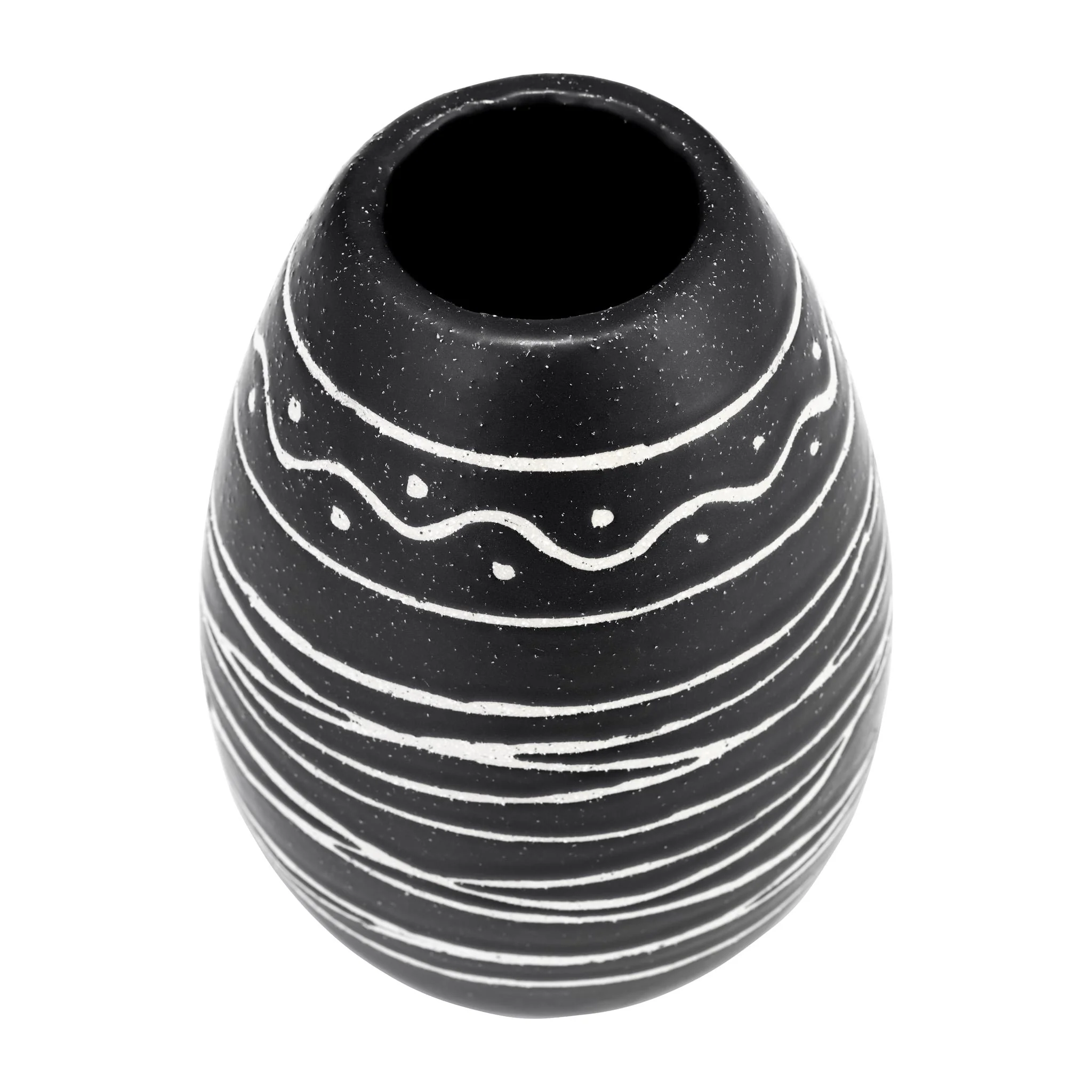 Cer, 8"h Tribal Vase, Black/white - Image 4