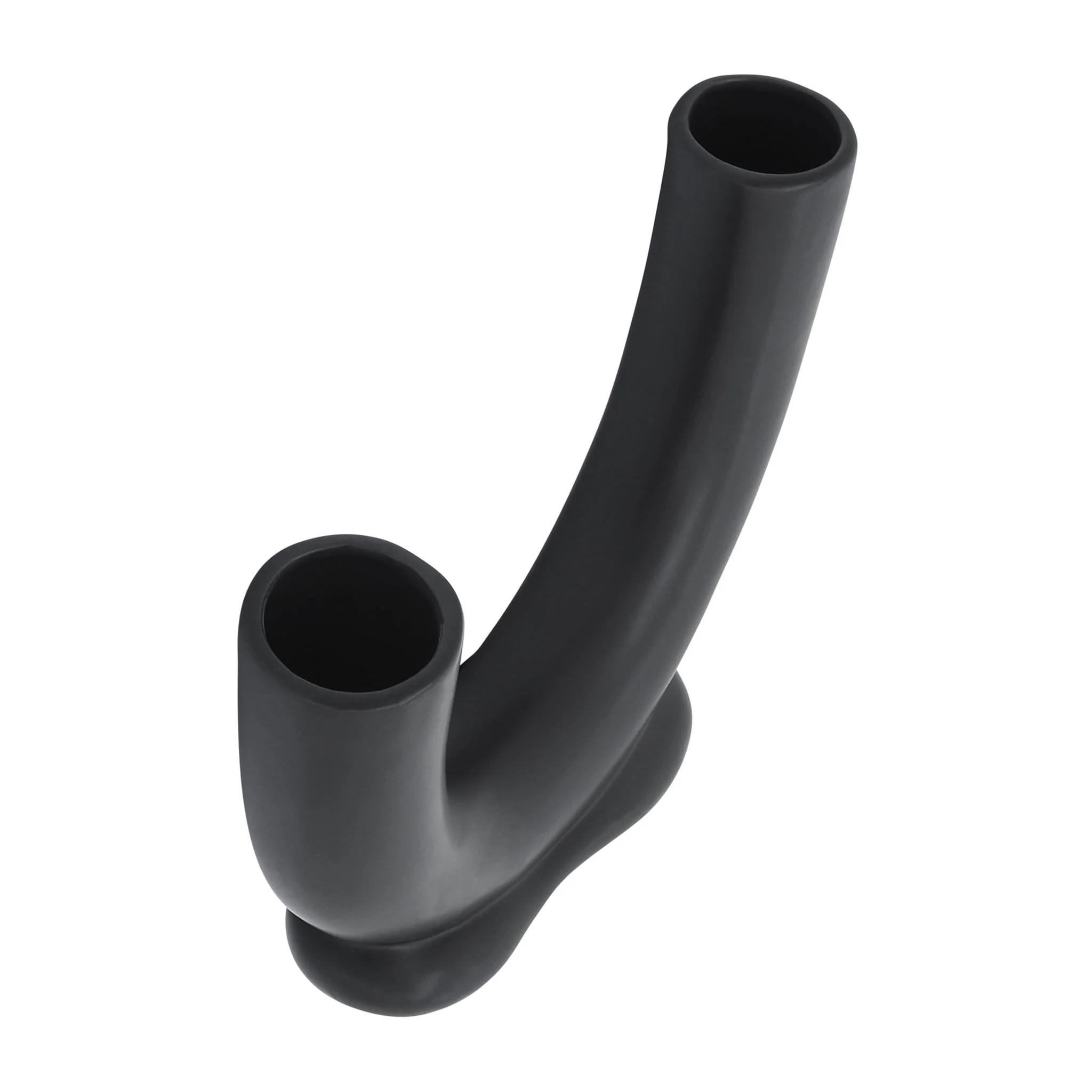 Cer, 8"h U-shaped Vase W/ Base, Black - Image 4