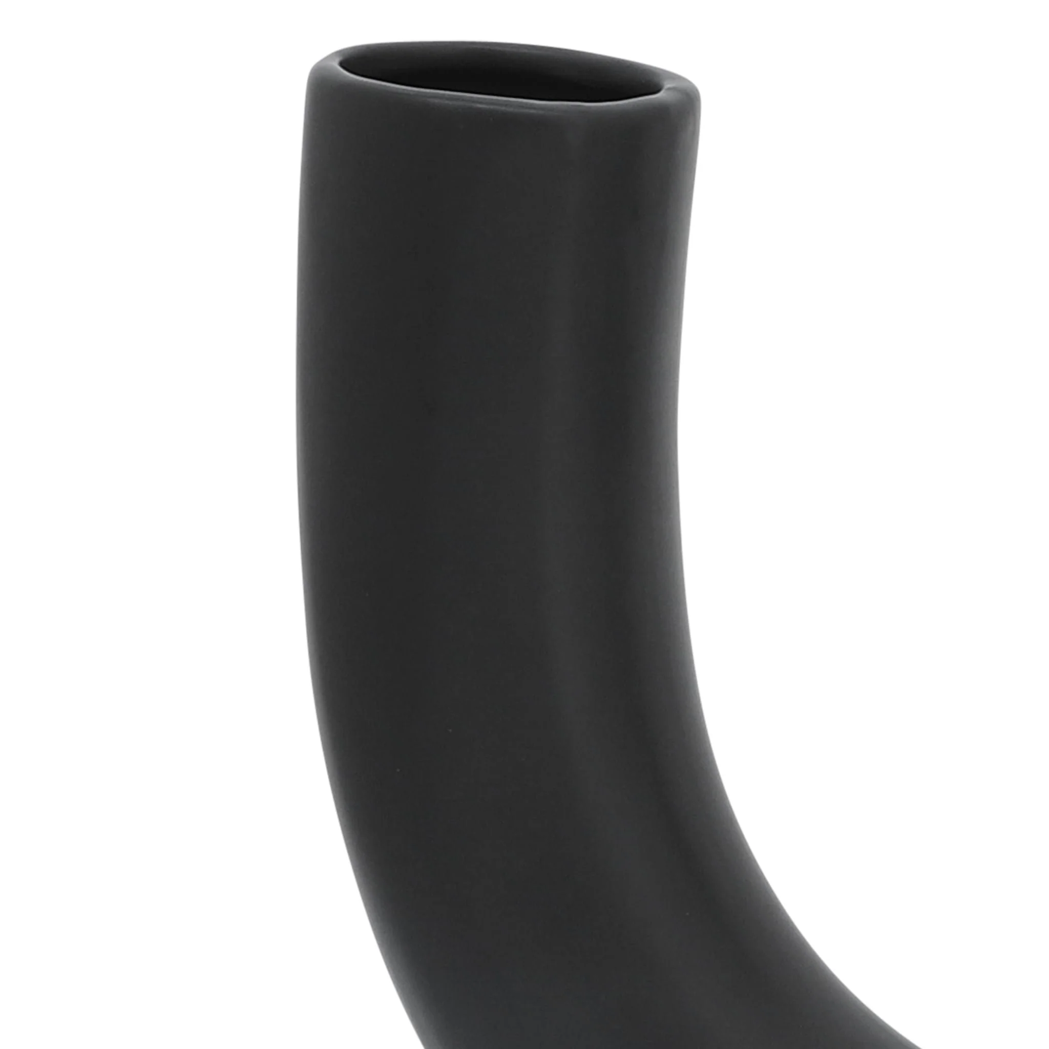 Cer, 8"h U-shaped Vase W/ Base, Black - Image 6