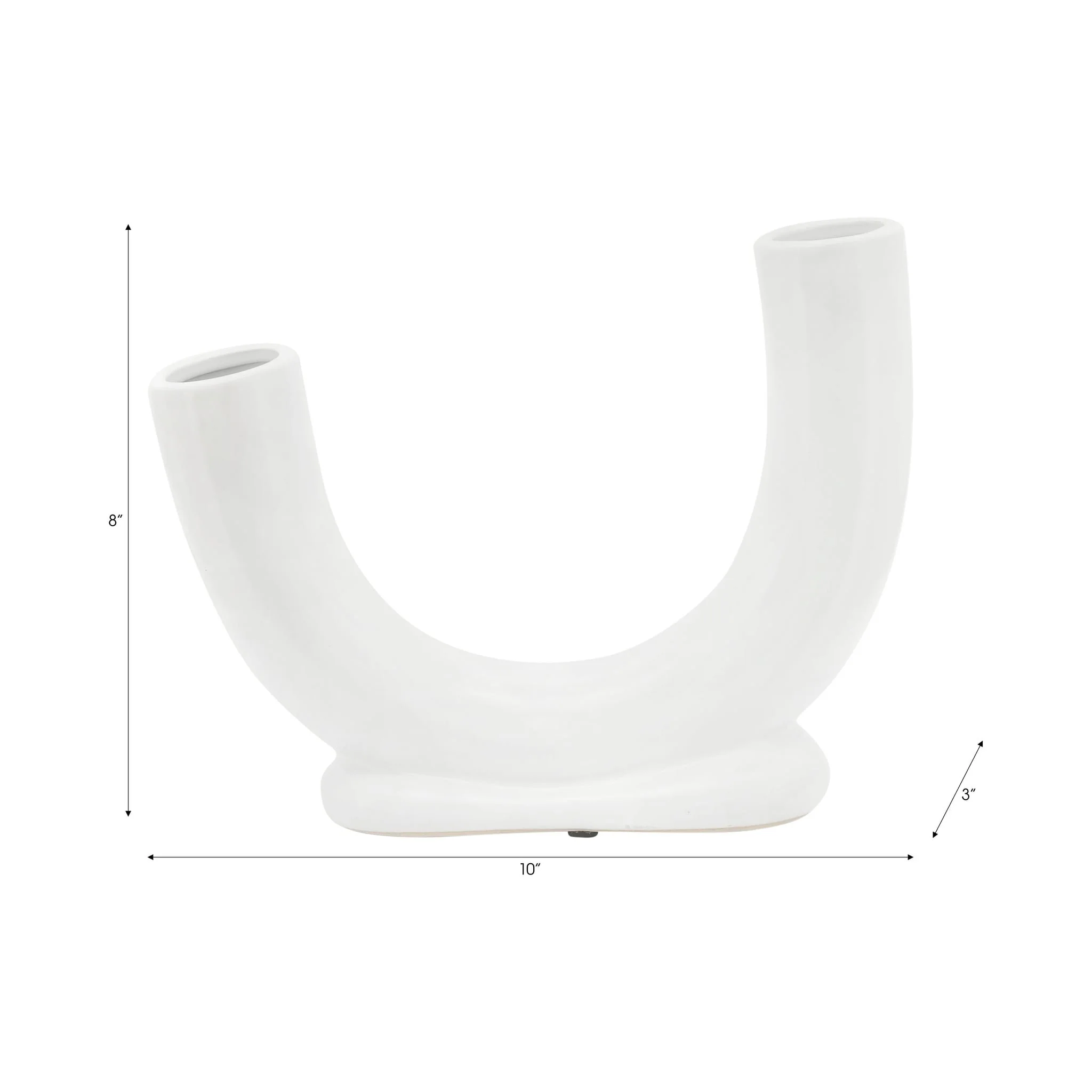 Cer, 8"h U-shaped Vase W/ Base, White - Image 8