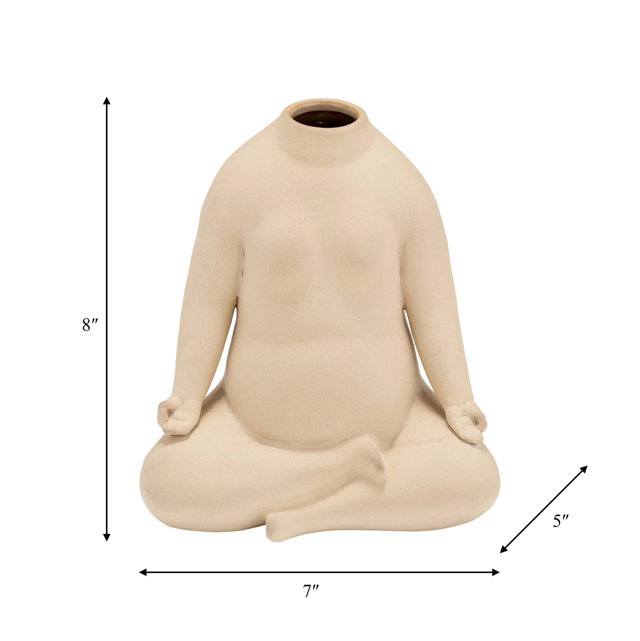 Cer, 8"h  Woman Body Flower Vase, Cream - Image 9