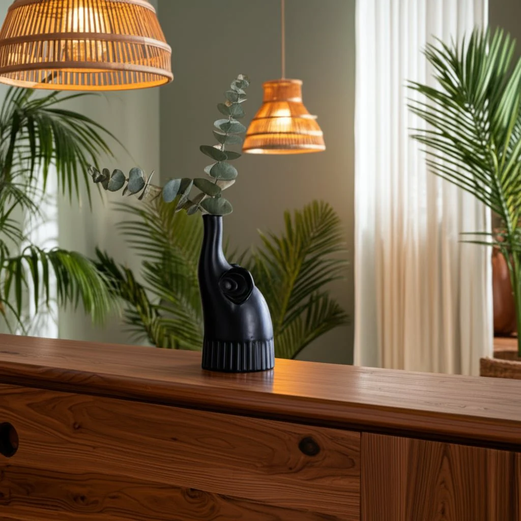 Cer,9",elephant Deco,matte Black - Image 11