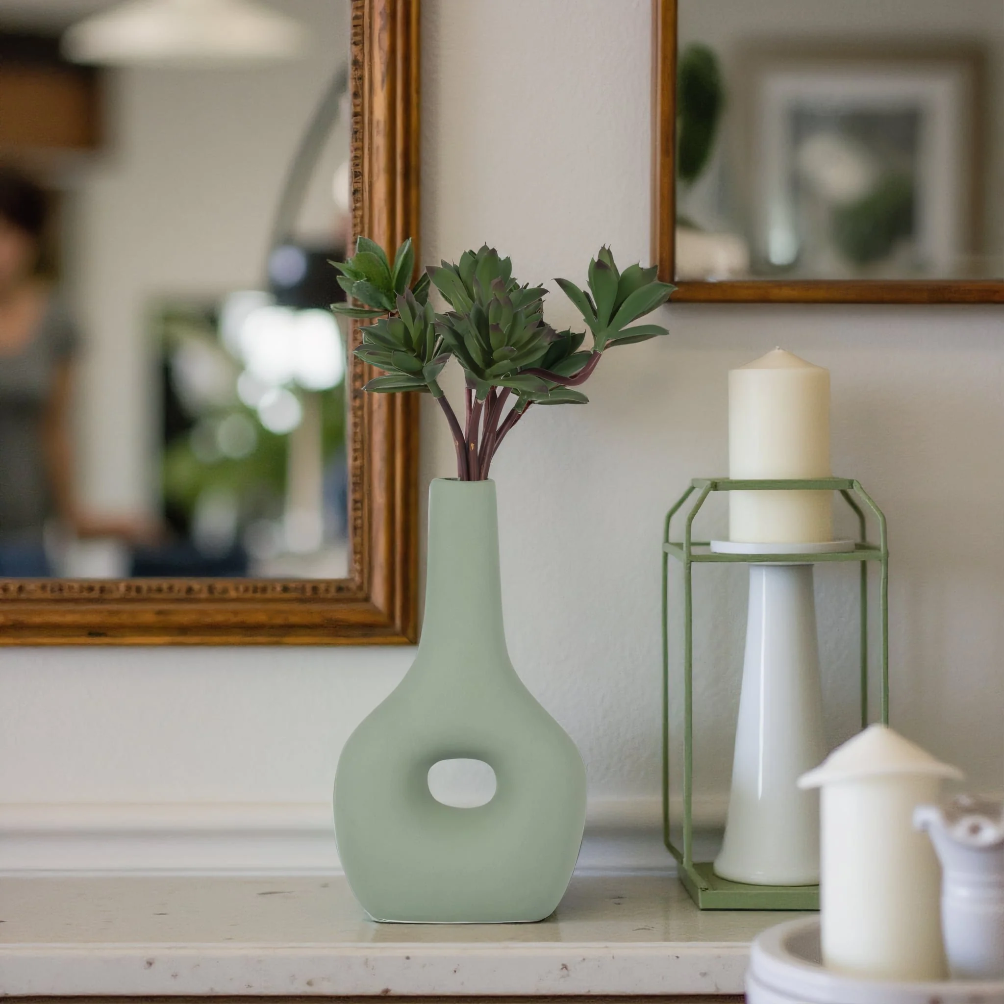 Cer, 9" Open Cut-out Nomad Vase, Dark Sage - Image 14